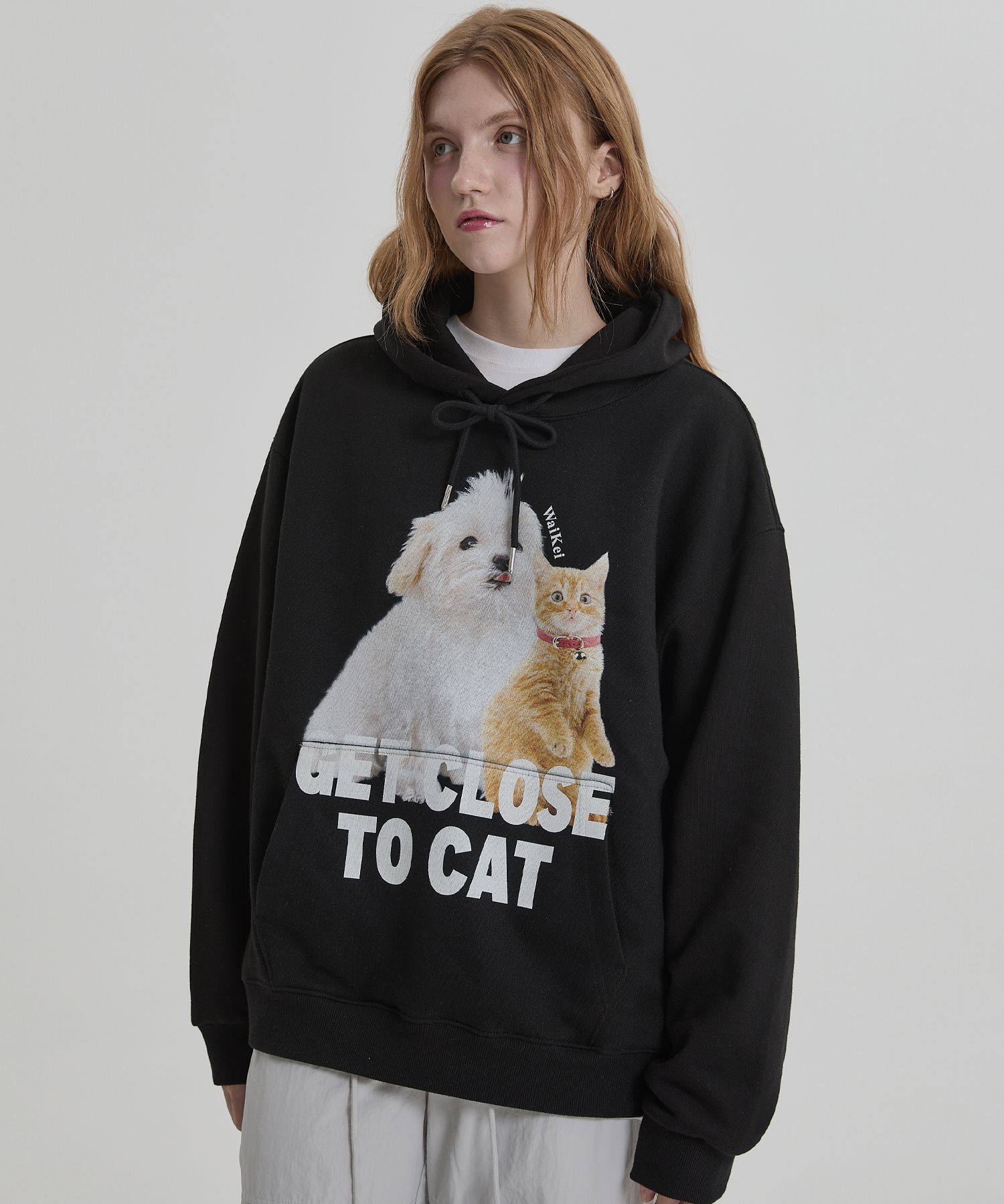 MUSINSA | WAI KEI Maltese and Cheesecat Hoodie Black