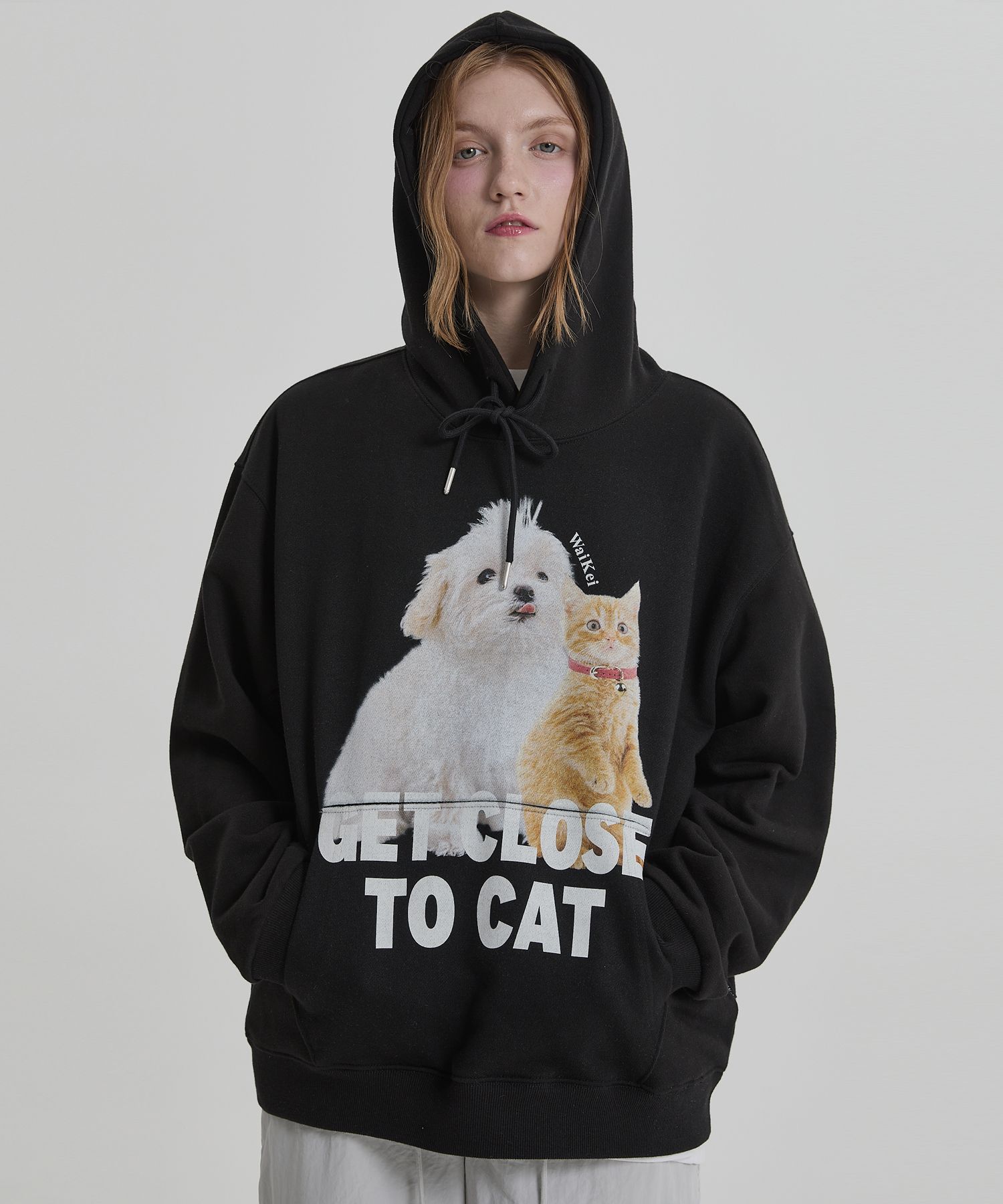 MUSINSA | WAI KEI Maltese and Cheesecat Hoodie Black