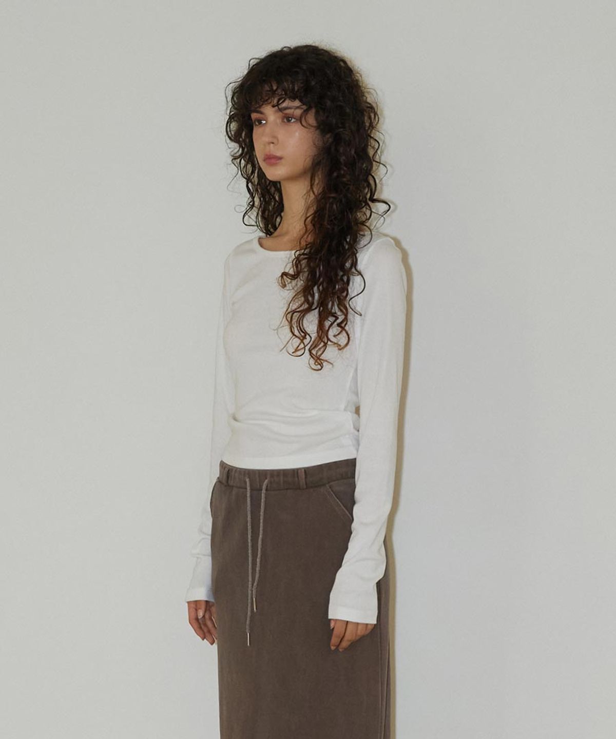 렌세(RENSE) Back Point Boat Neck Sleeve White