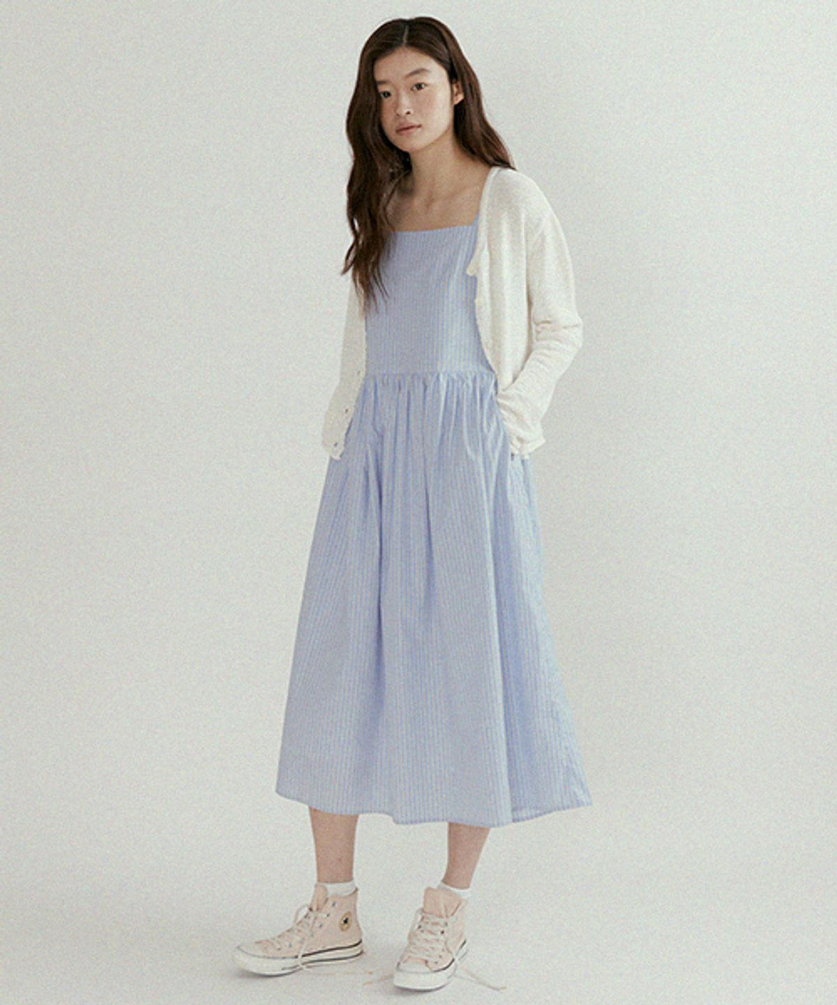 링서울(LINGSEOUL) bustier shirring dress-stripe