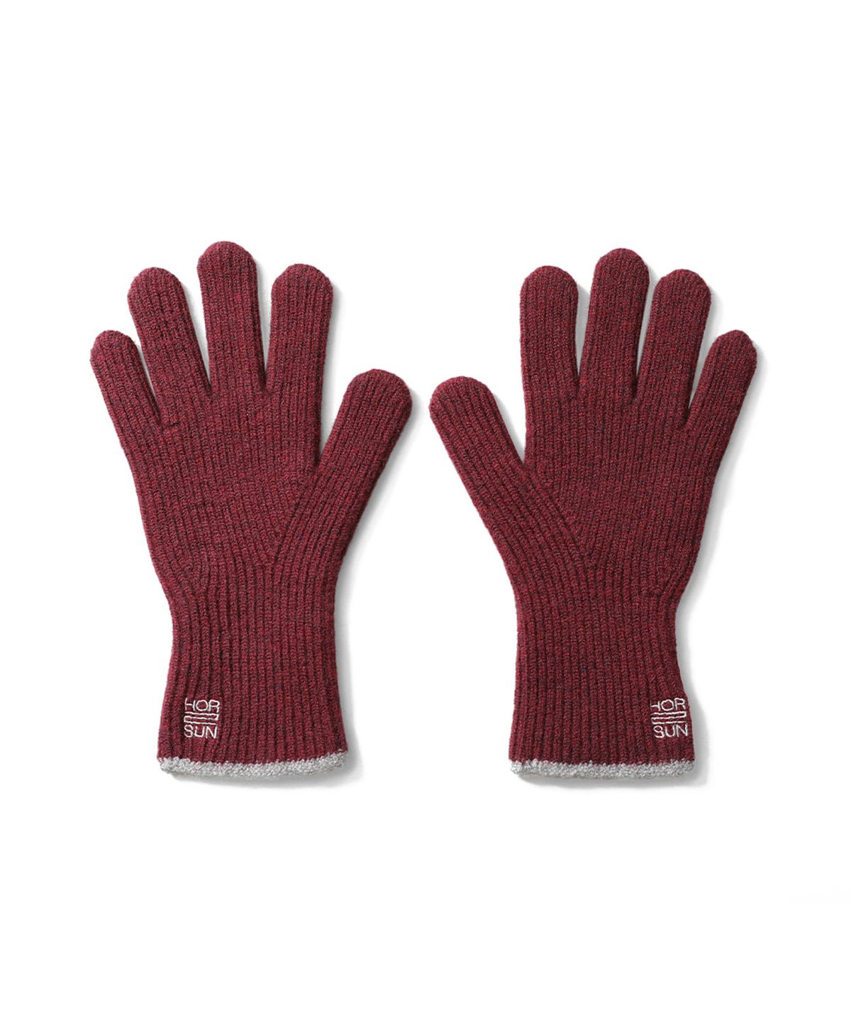 홀리선(HORLISUN) Bless Wool Rib Finger Gloves Melange Burgundy