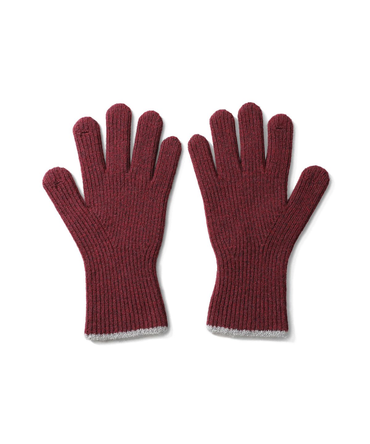 홀리선(HORLISUN) Bless Wool Rib Finger Gloves Melange Burgundy