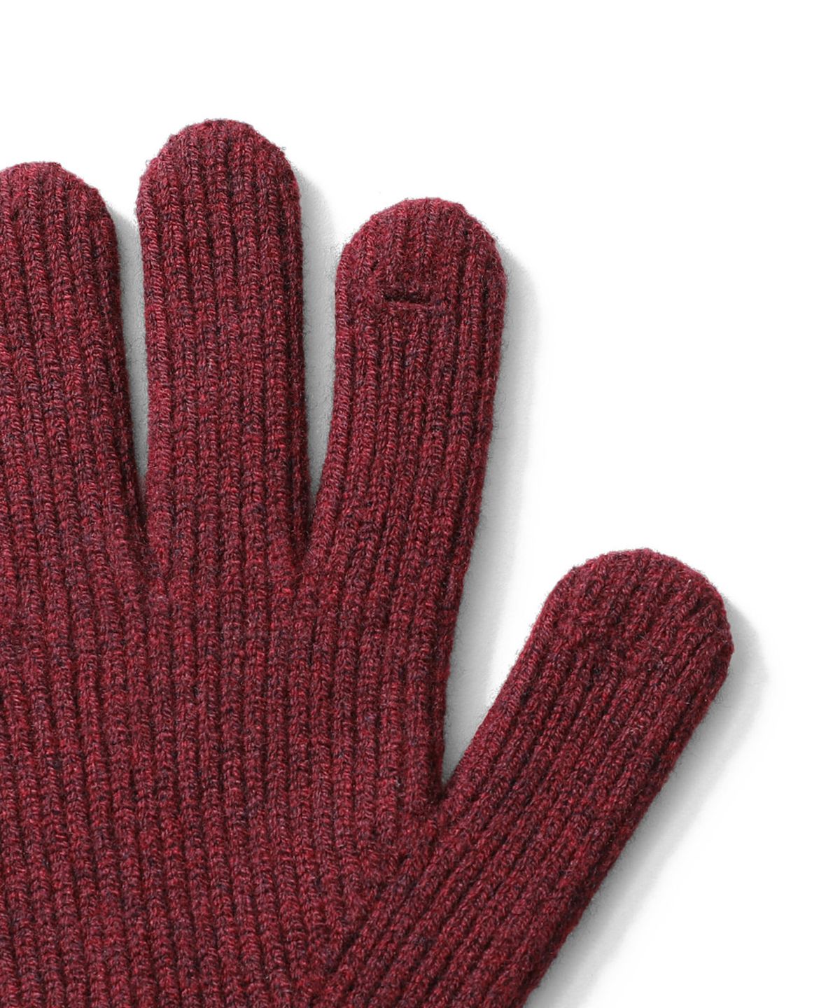홀리선(HORLISUN) Bless Wool Rib Finger Gloves Melange Burgundy