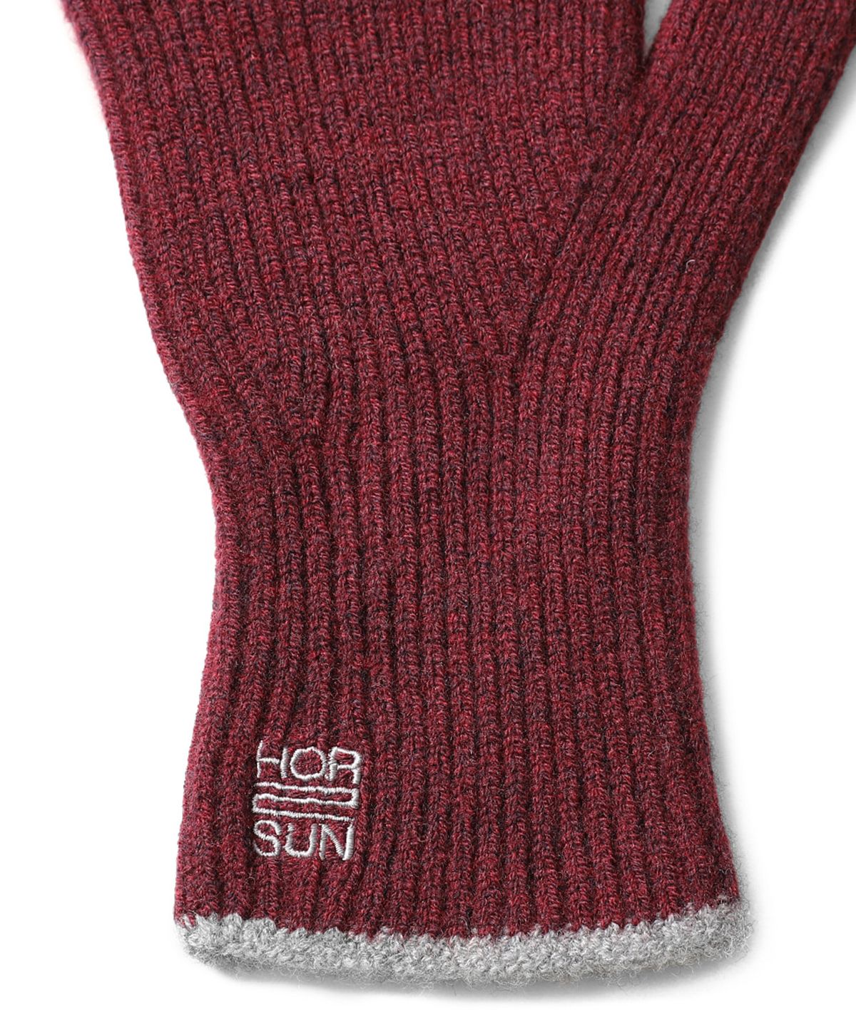 홀리선(HORLISUN) Bless Wool Rib Finger Gloves Melange Burgundy