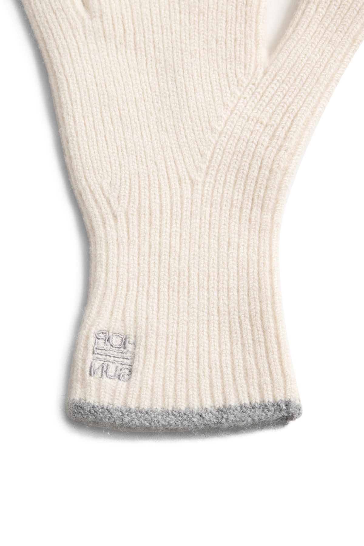 홀리선(HORLISUN) Bless Wool Rib Finger Gloves Cream