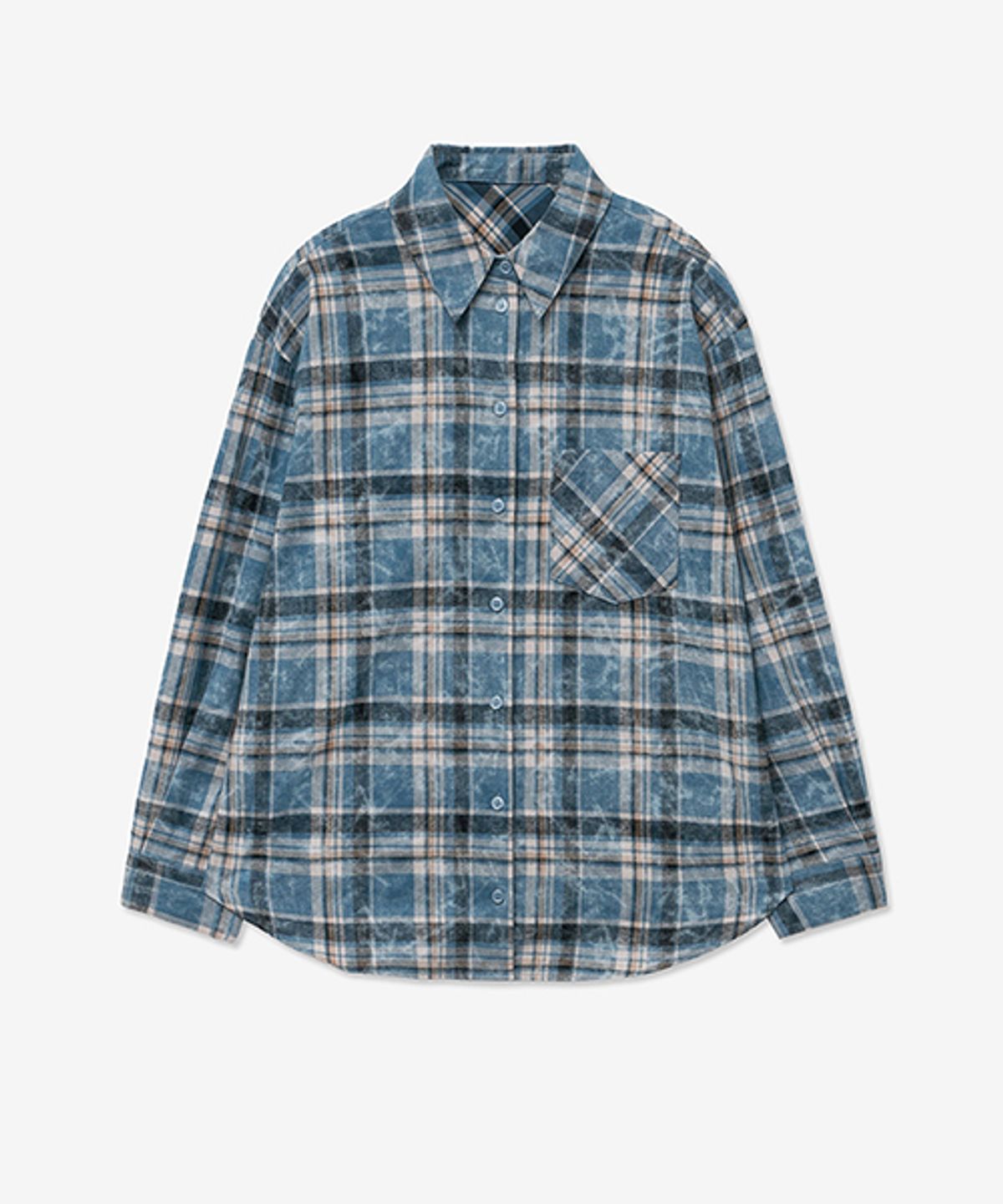 레이디 볼륨(LADY VOLUME) VINTAGE TARTAN CHECK POCKET SHIRT_BLUE