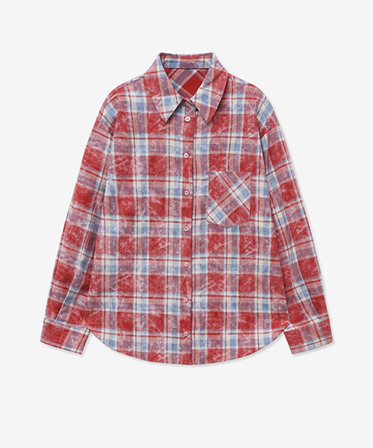 레이디 볼륨(LADY VOLUME) VINTAGE TARTAN CHECK POCKET SHIRT_RED