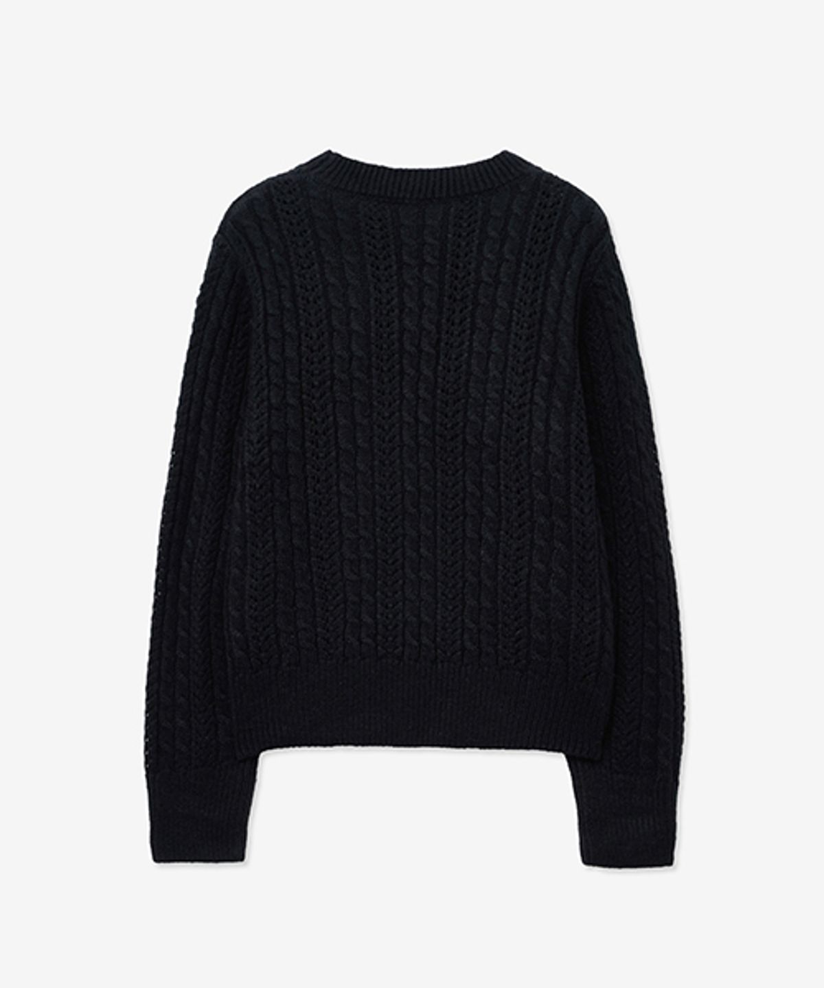 레이디 볼륨(LADY VOLUME) TWIST CABLE PUNCHING ROUND KNIT_BLACK