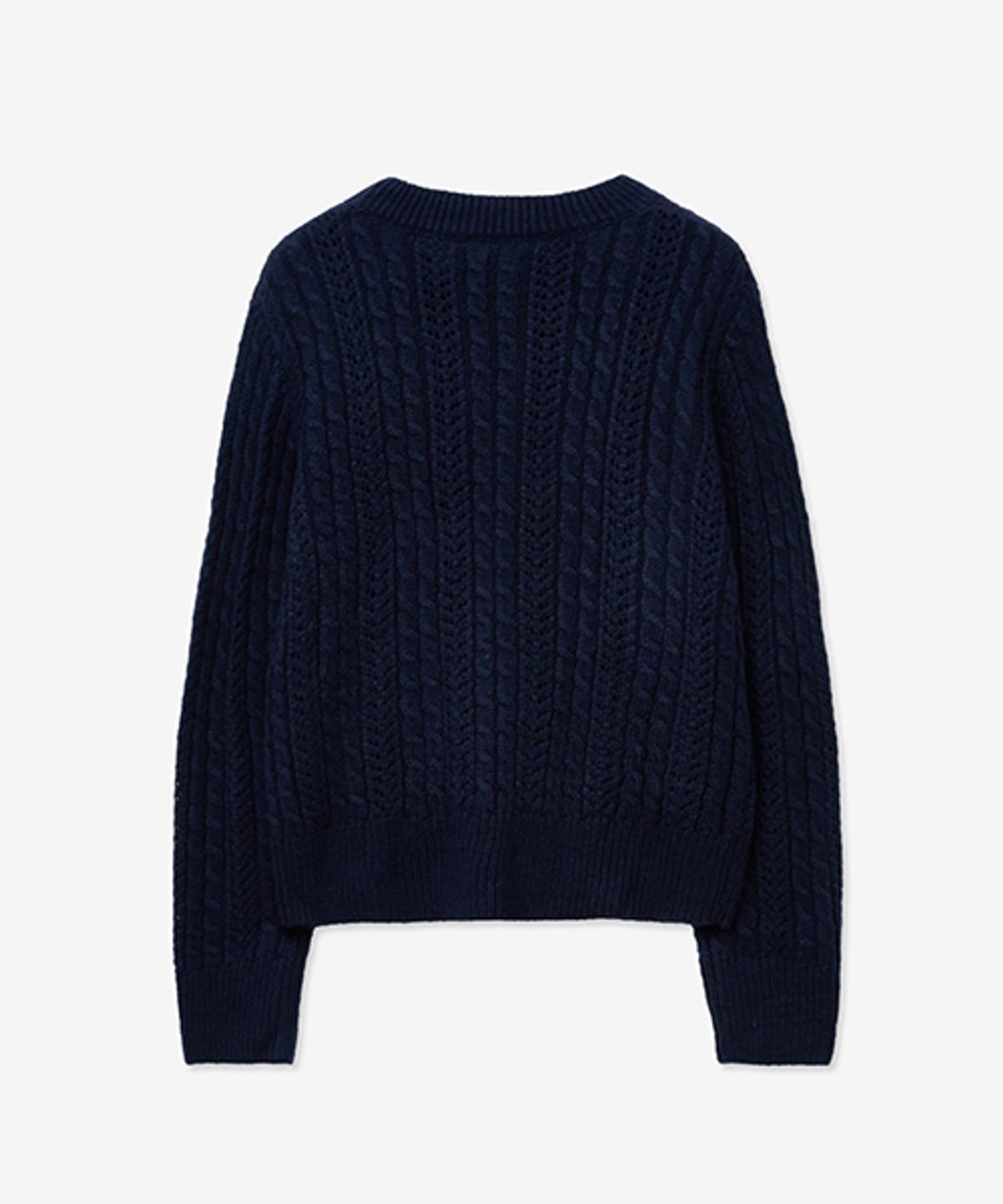 레이디 볼륨(LADY VOLUME) TWIST CABLE PUNCHING ROUND KNIT_NAVY