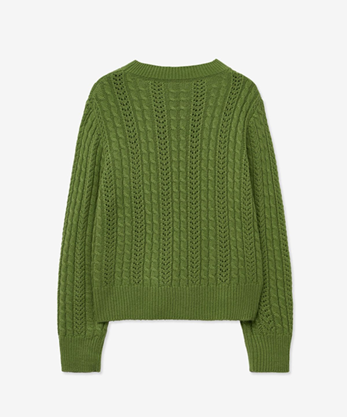 레이디 볼륨(LADY VOLUME) TWIST CABLE PUNCHING ROUND KNIT_GREEN