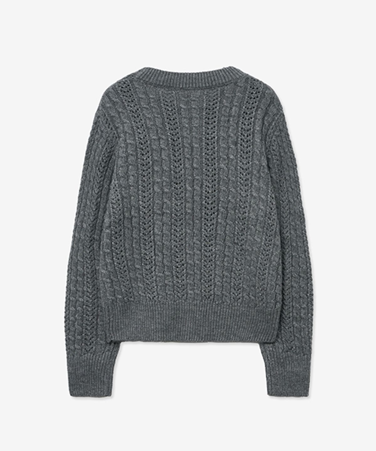 레이디 볼륨(LADY VOLUME) TWIST CABLE PUNCHING ROUND KNIT_MELANGE GRAY