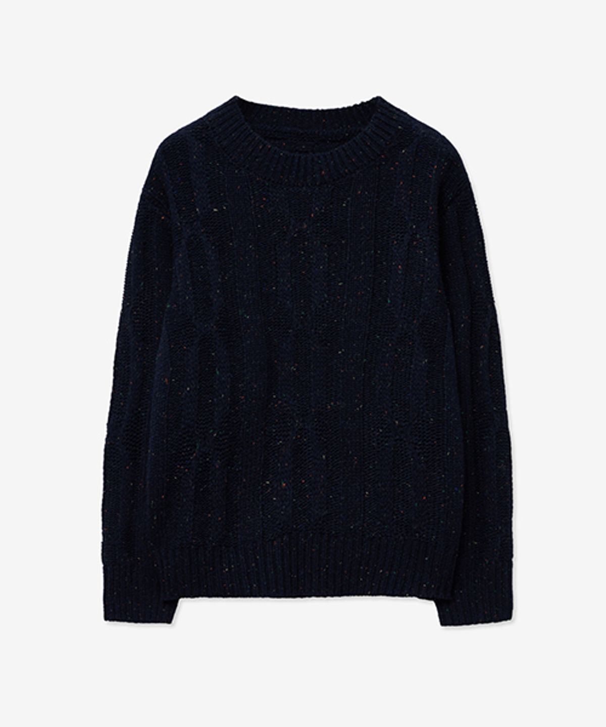 레이디 볼륨(LADY VOLUME) WOOL BOKASHI CREW NECK ROUND KNIT_NAVY