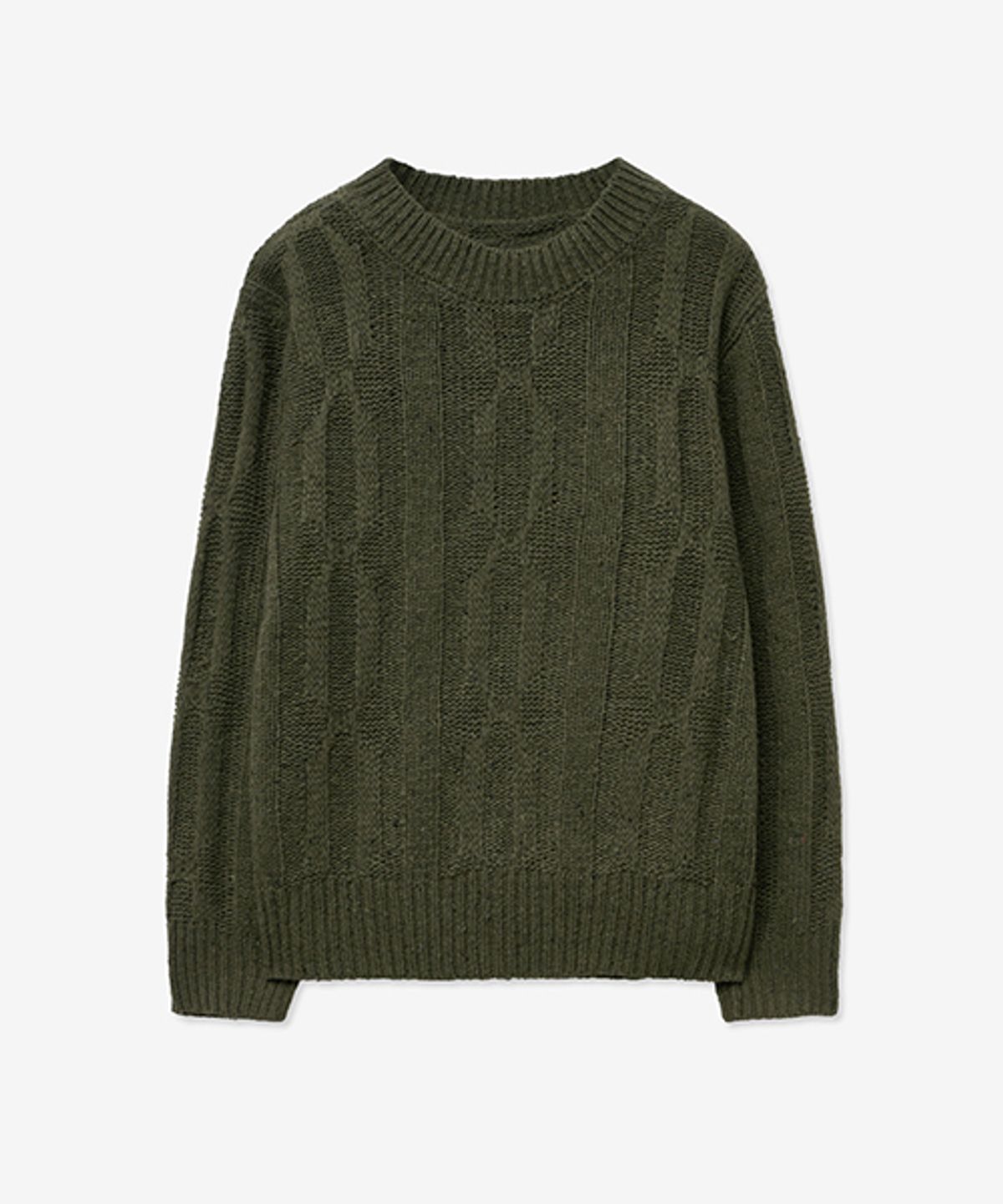 레이디 볼륨(LADY VOLUME) WOOL BOKASHI CREW NECK ROUND KNIT_KHAKI