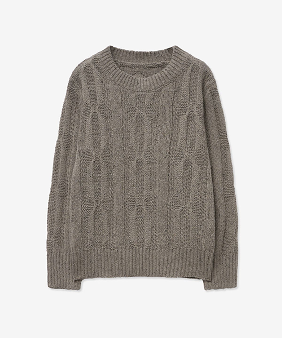레이디 볼륨(LADY VOLUME) WOOL BOKASHI CREW NECK ROUND KNIT_BROWN