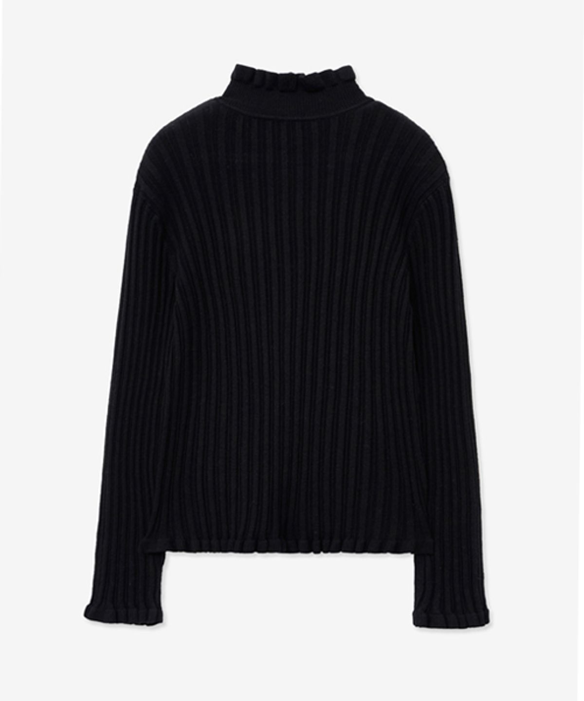 레이디 볼륨(LADY VOLUME) DRAWING FRILL KNIT CARDIGAN_BLACK
