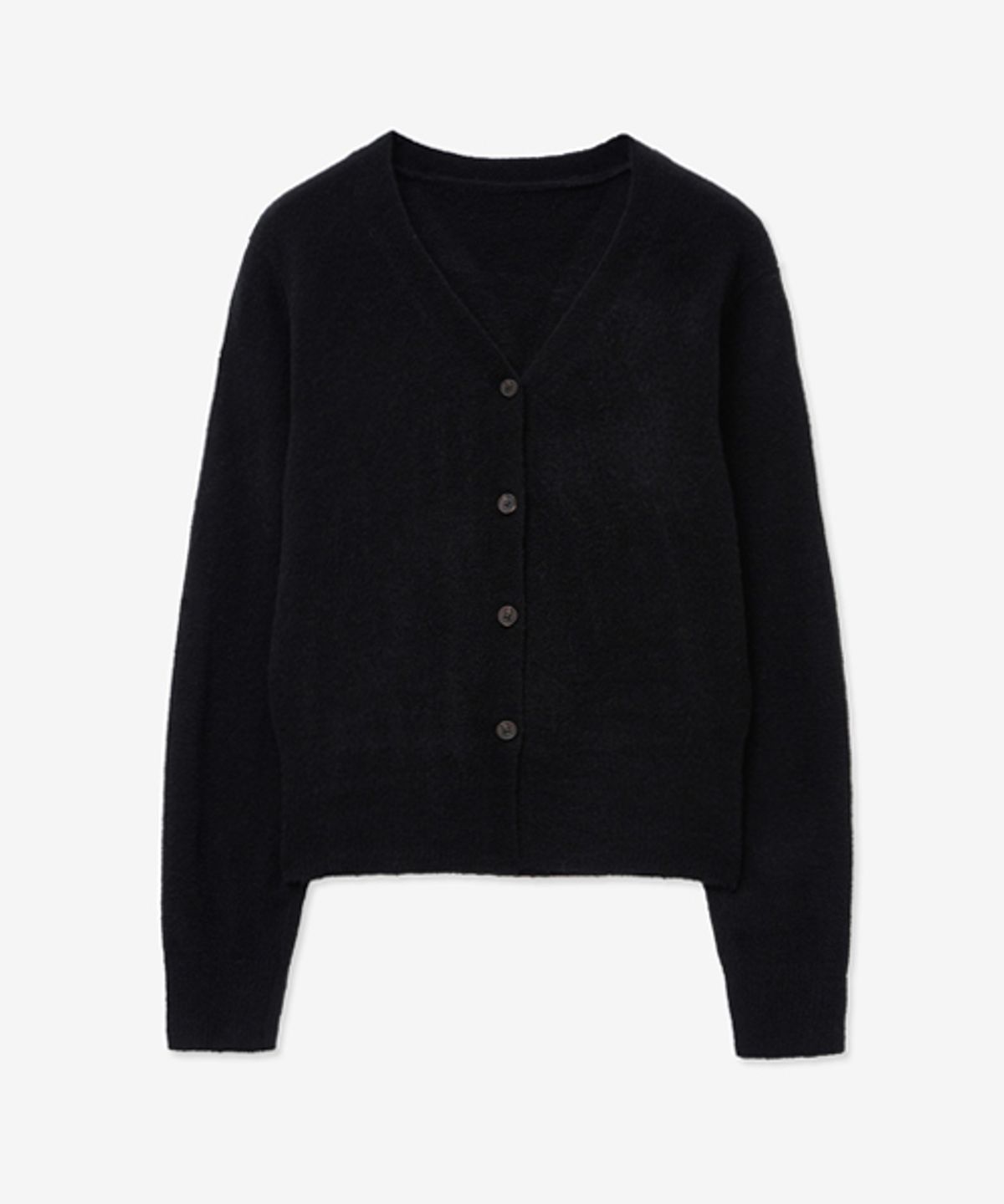 레이디 볼륨(LADY VOLUME) V-NECK WOOL BUTTON KNIT CARDIGAN_BLACK