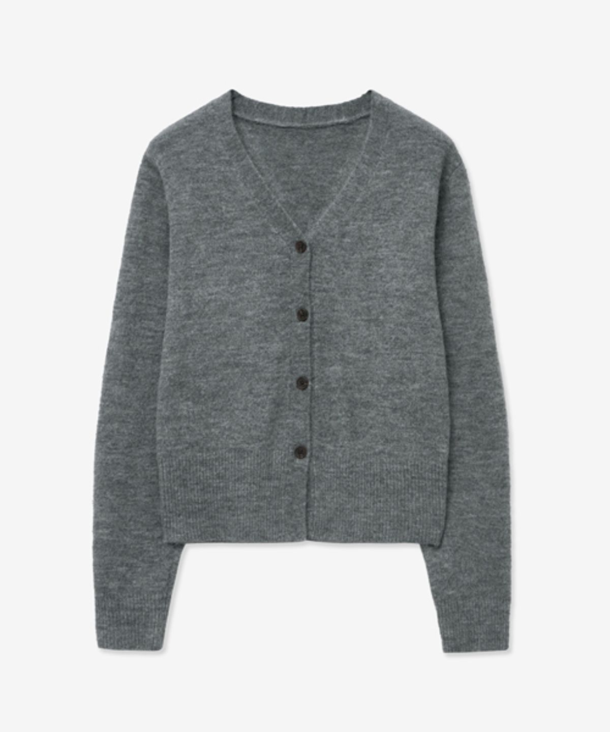 레이디 볼륨(LADY VOLUME) V-NECK WOOL BUTTON KNIT CARDIGAN_GRAY