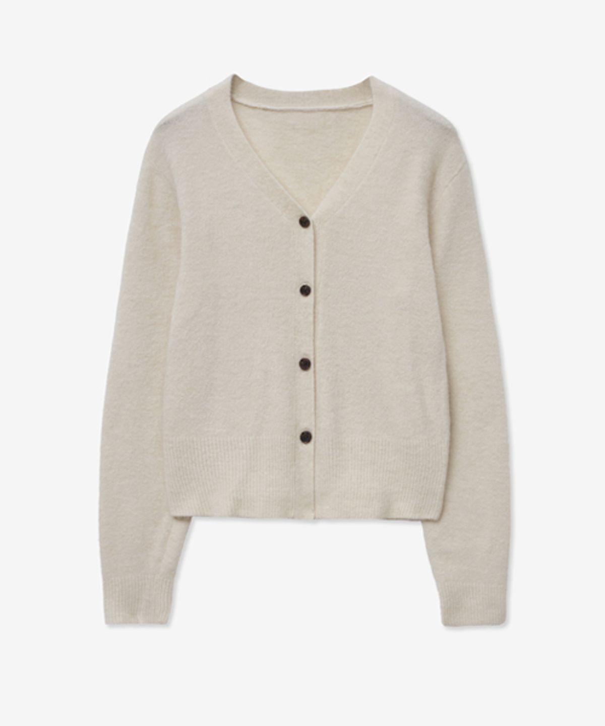 레이디 볼륨(LADY VOLUME) V-NECK WOOL BUTTON KNIT CARDIGAN_BEIGE