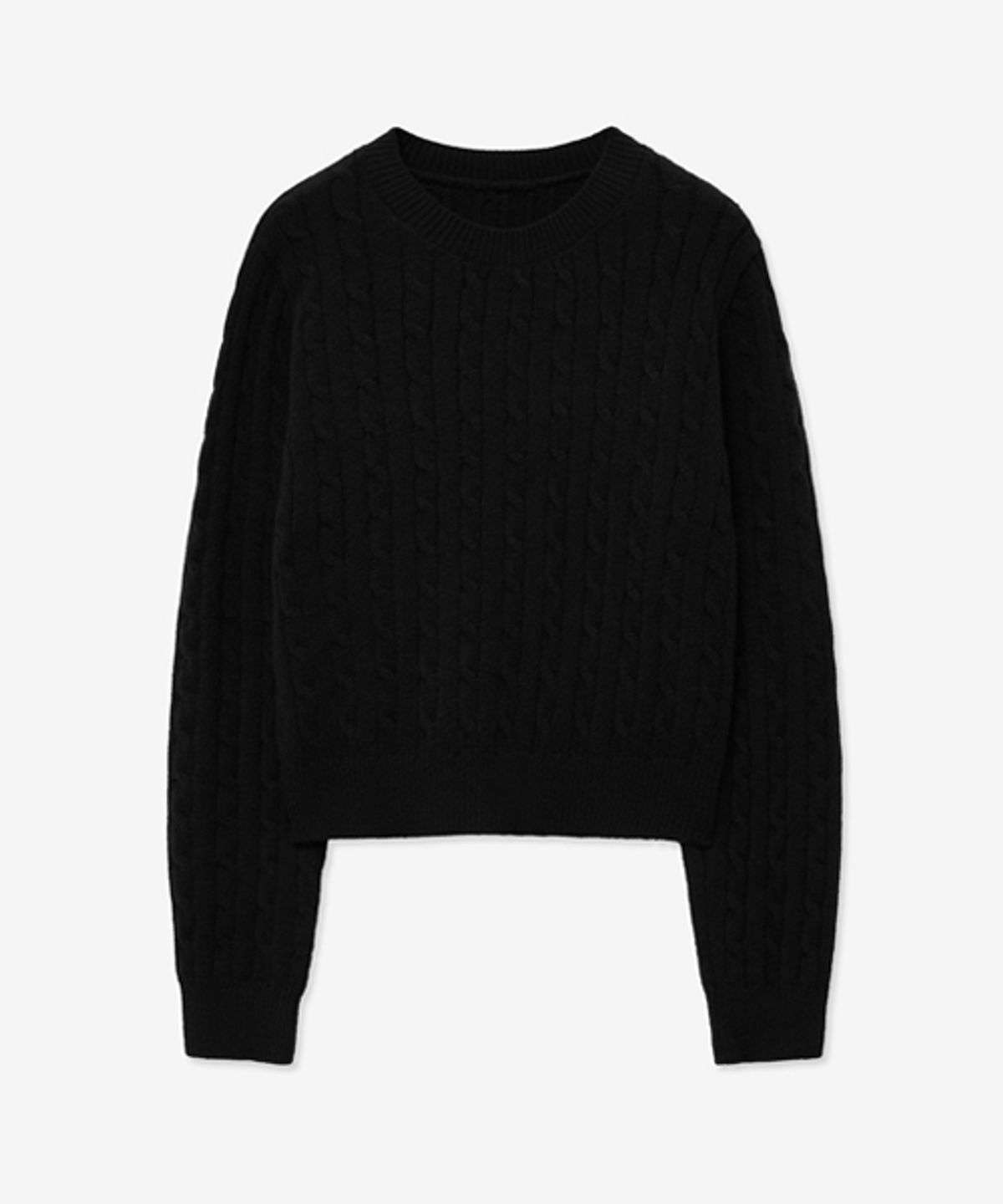레이디 볼륨(LADY VOLUME) CABLE ROUND CROP KNIT_BLACK