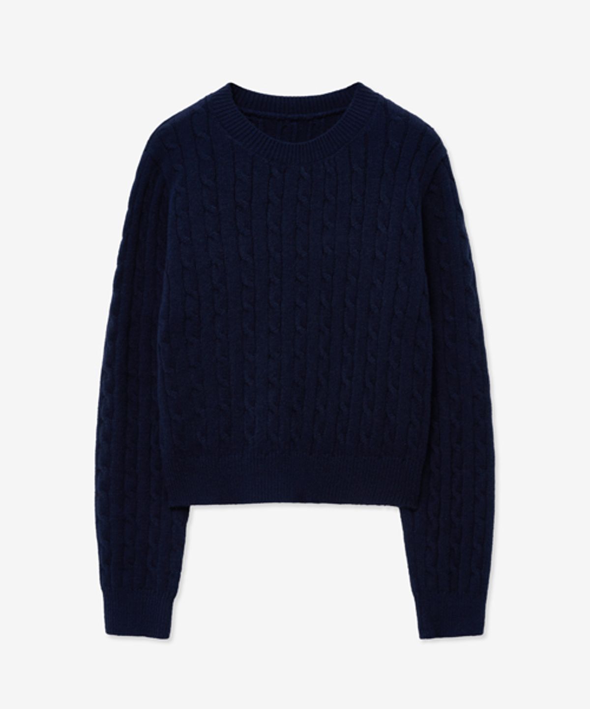레이디 볼륨(LADY VOLUME) CABLE ROUND CROP KNIT_NAVY