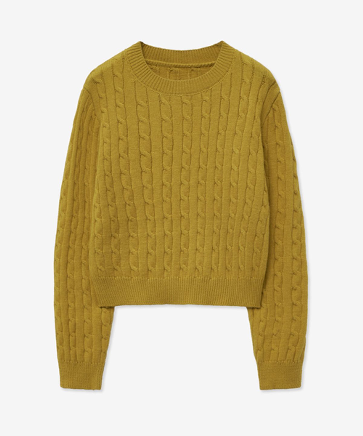 레이디 볼륨(LADY VOLUME) CABLE ROUND CROP KNIT_YELLOW