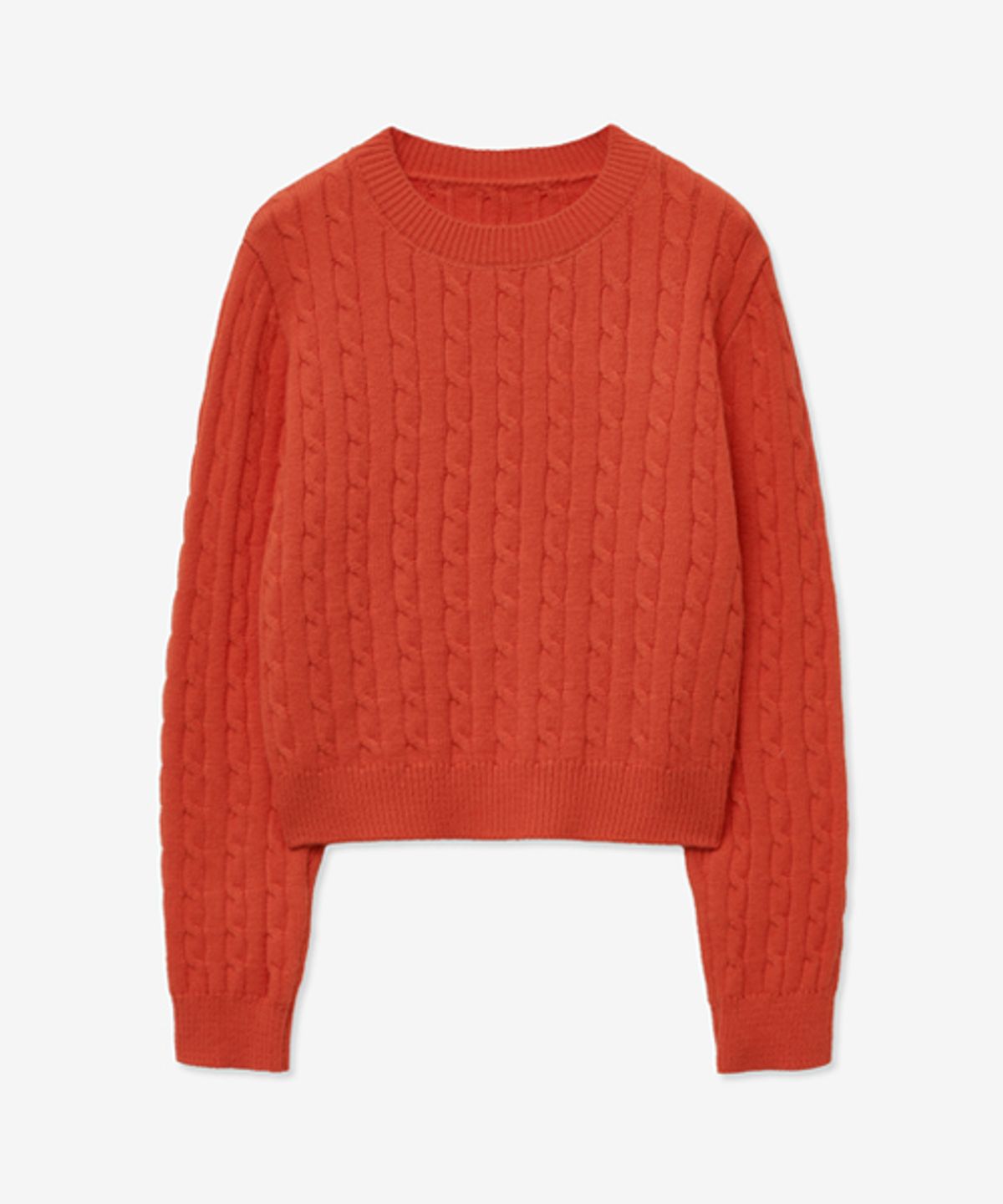 레이디 볼륨(LADY VOLUME) CABLE ROUND CROP KNIT_RED