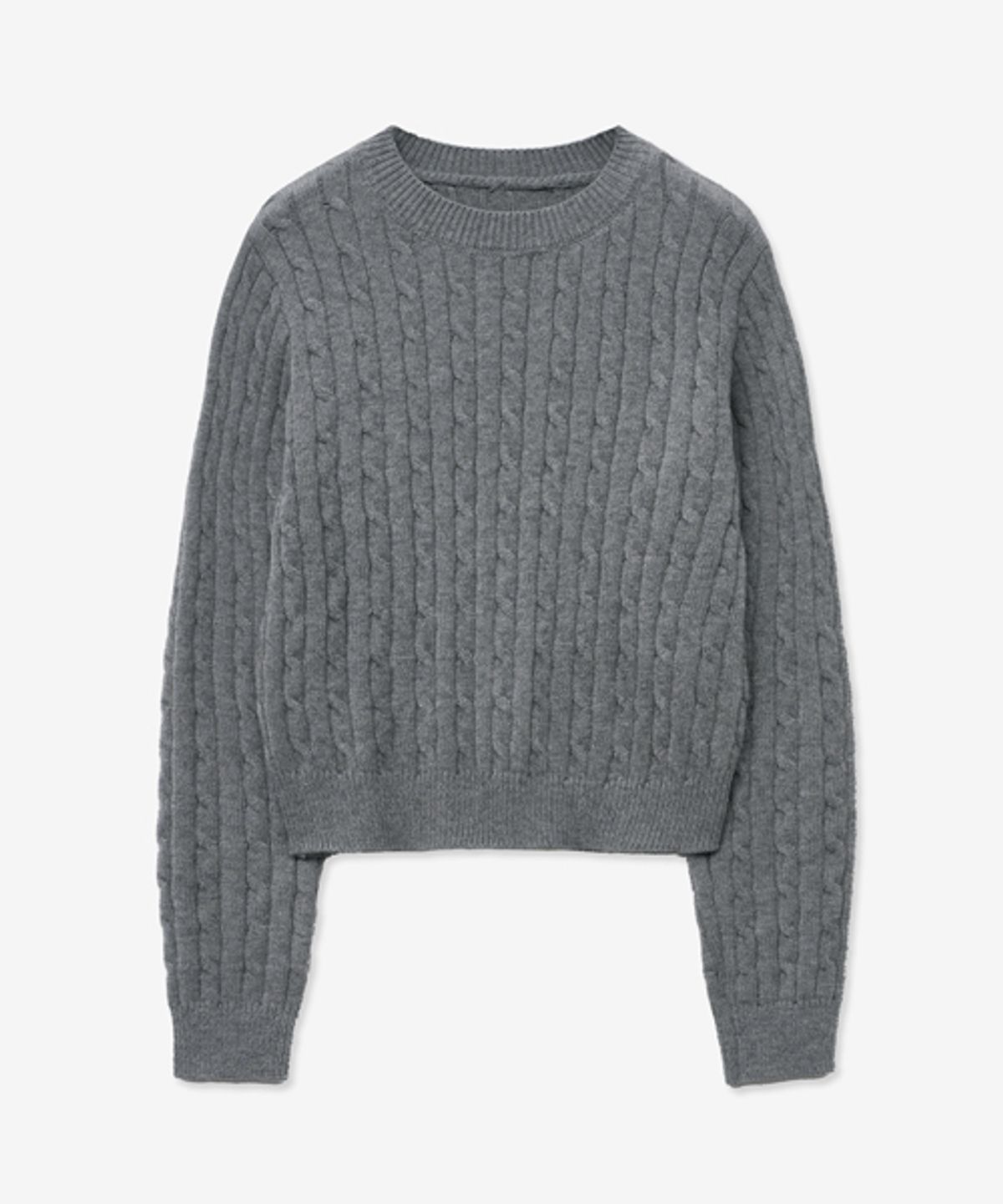 레이디 볼륨(LADY VOLUME) CABLE ROUND CROP KNIT_GRAY