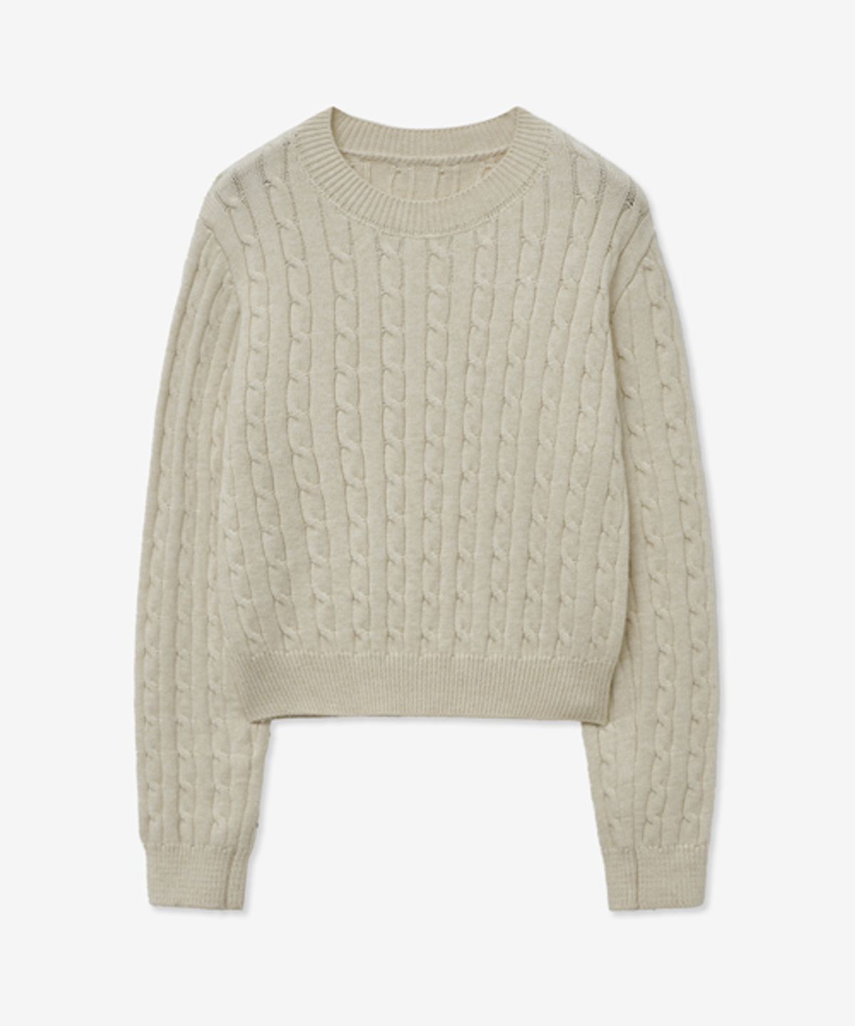 레이디 볼륨(LADY VOLUME) CABLE ROUND CROP KNIT_CREAM