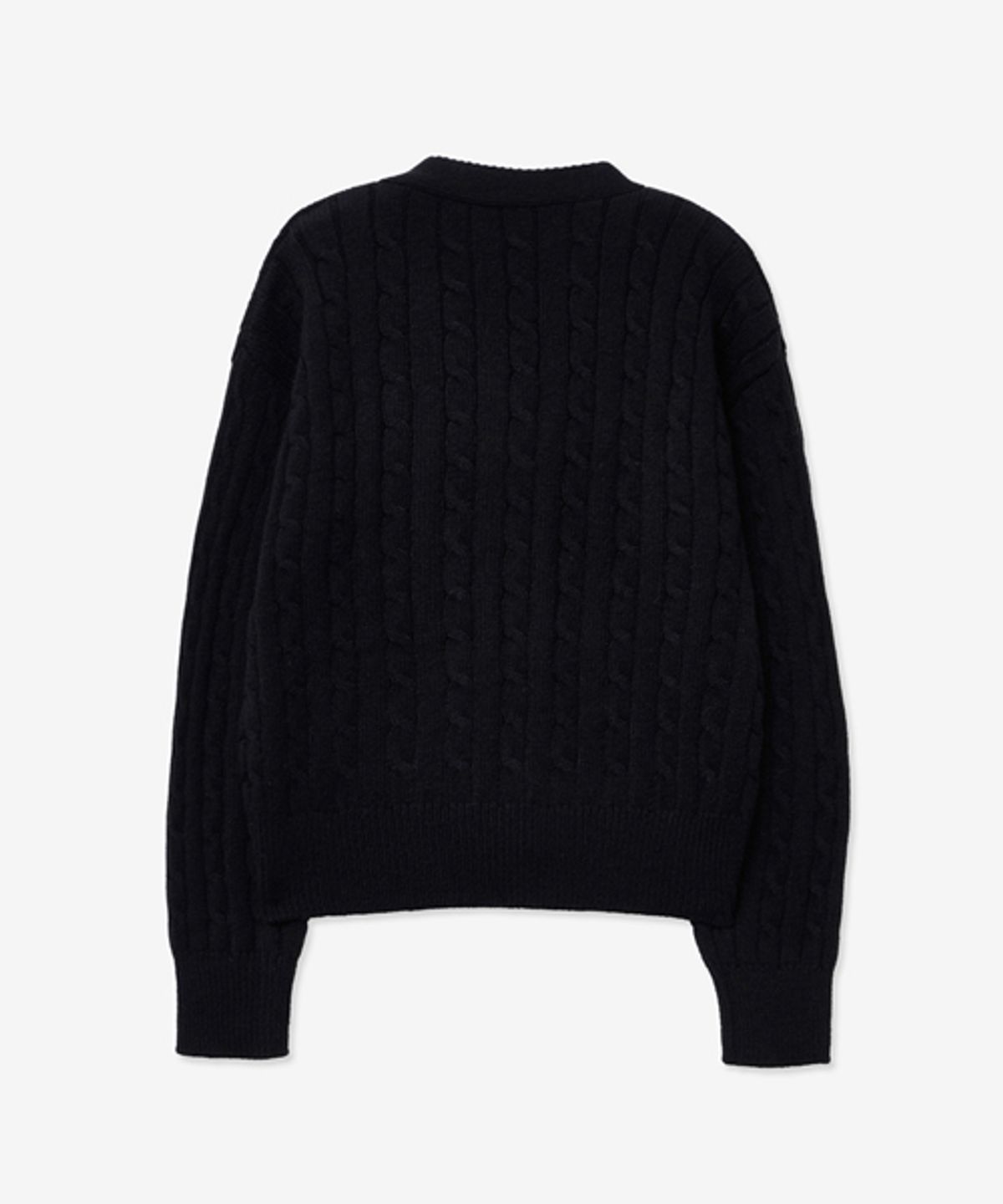 레이디 볼륨(LADY VOLUME) CABLE POINT BUTTON KNIT CARDIGAN_BLACK
