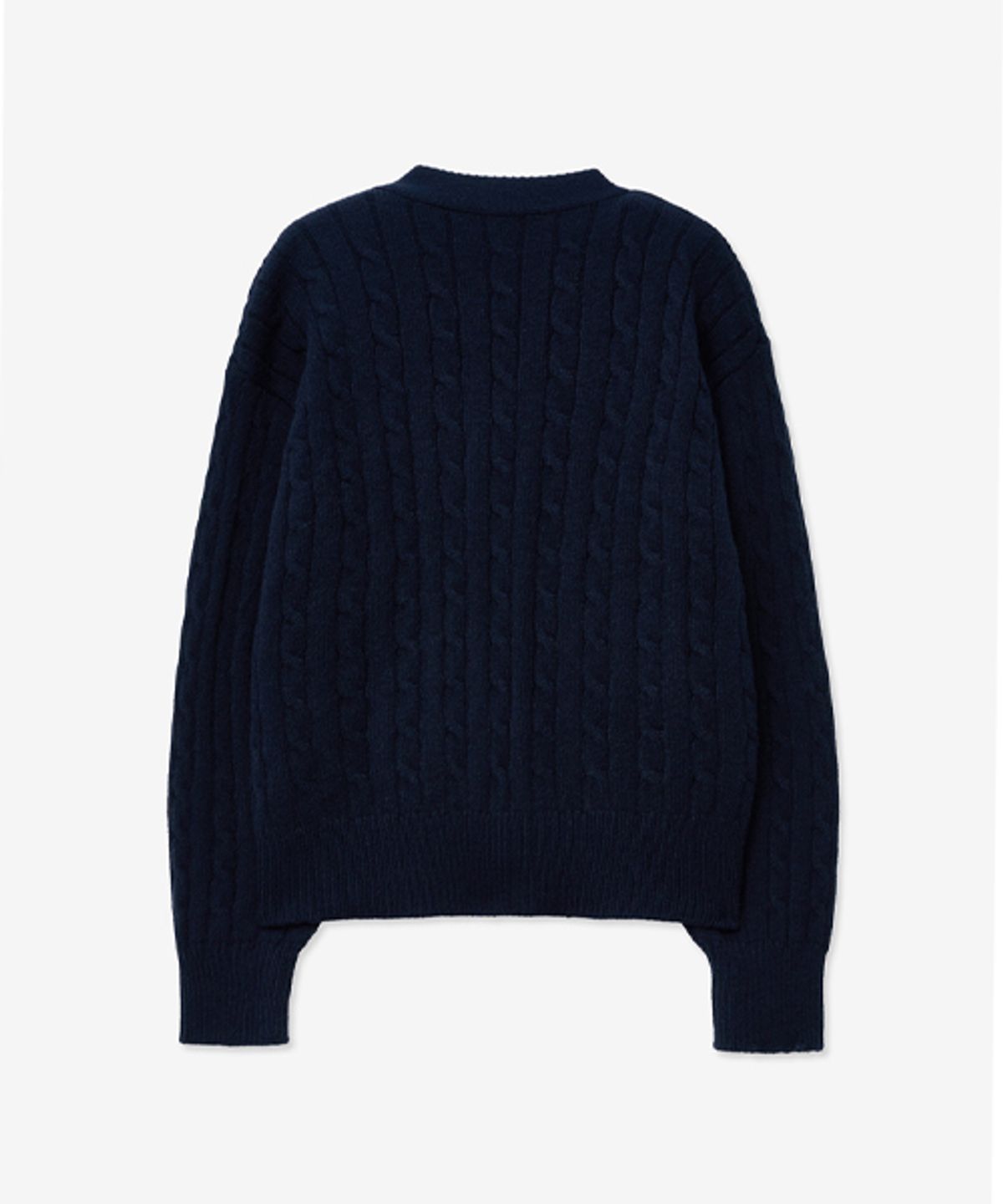 레이디 볼륨(LADY VOLUME) CABLE POINT BUTTON KNIT CARDIGAN_NAVY