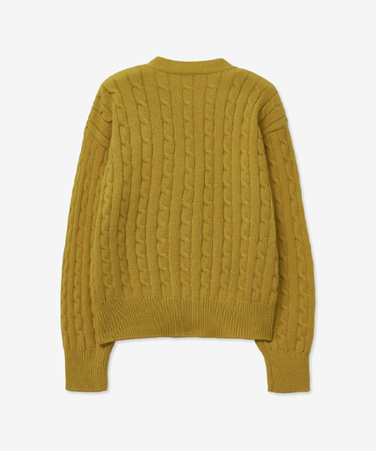 레이디 볼륨(LADY VOLUME) CABLE POINT BUTTON KNIT CARDIGAN_YELLOW