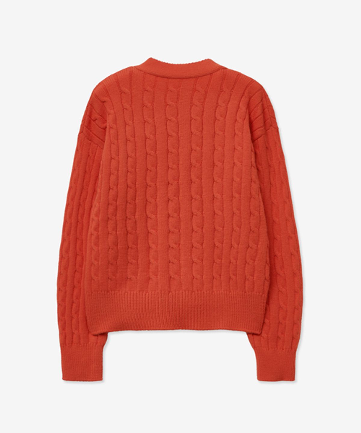 레이디 볼륨(LADY VOLUME) CABLE POINT BUTTON KNIT CARDIGAN_RED