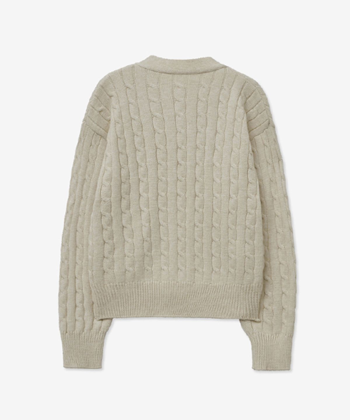 레이디 볼륨(LADY VOLUME) CABLE POINT BUTTON KNIT CARDIGAN_CREAM