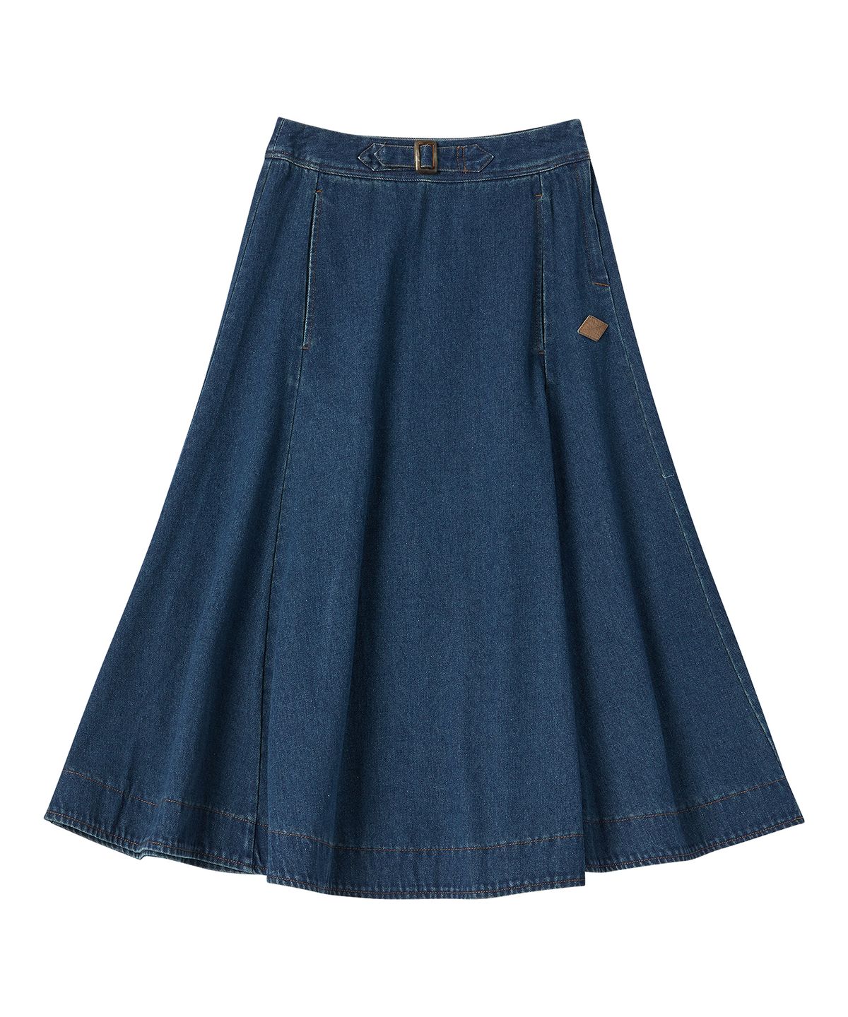 꼬모니노즈(COMONINOZ) W COTTON FLARED SKIRT [BLUE]