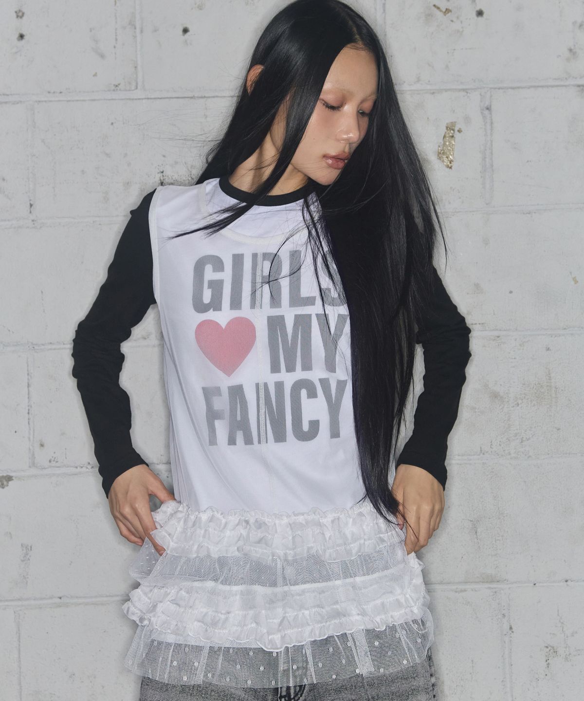 팬시클럽(FANCY CLUB) 도트 레이어드 원피스 (WHITE)_F24ZD880