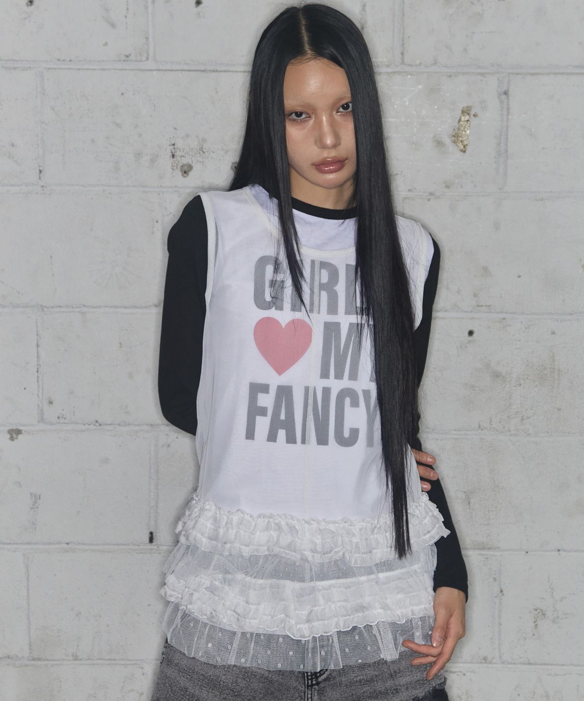 팬시클럽(FANCY CLUB) 도트 레이어드 원피스 (WHITE)_F24ZD880