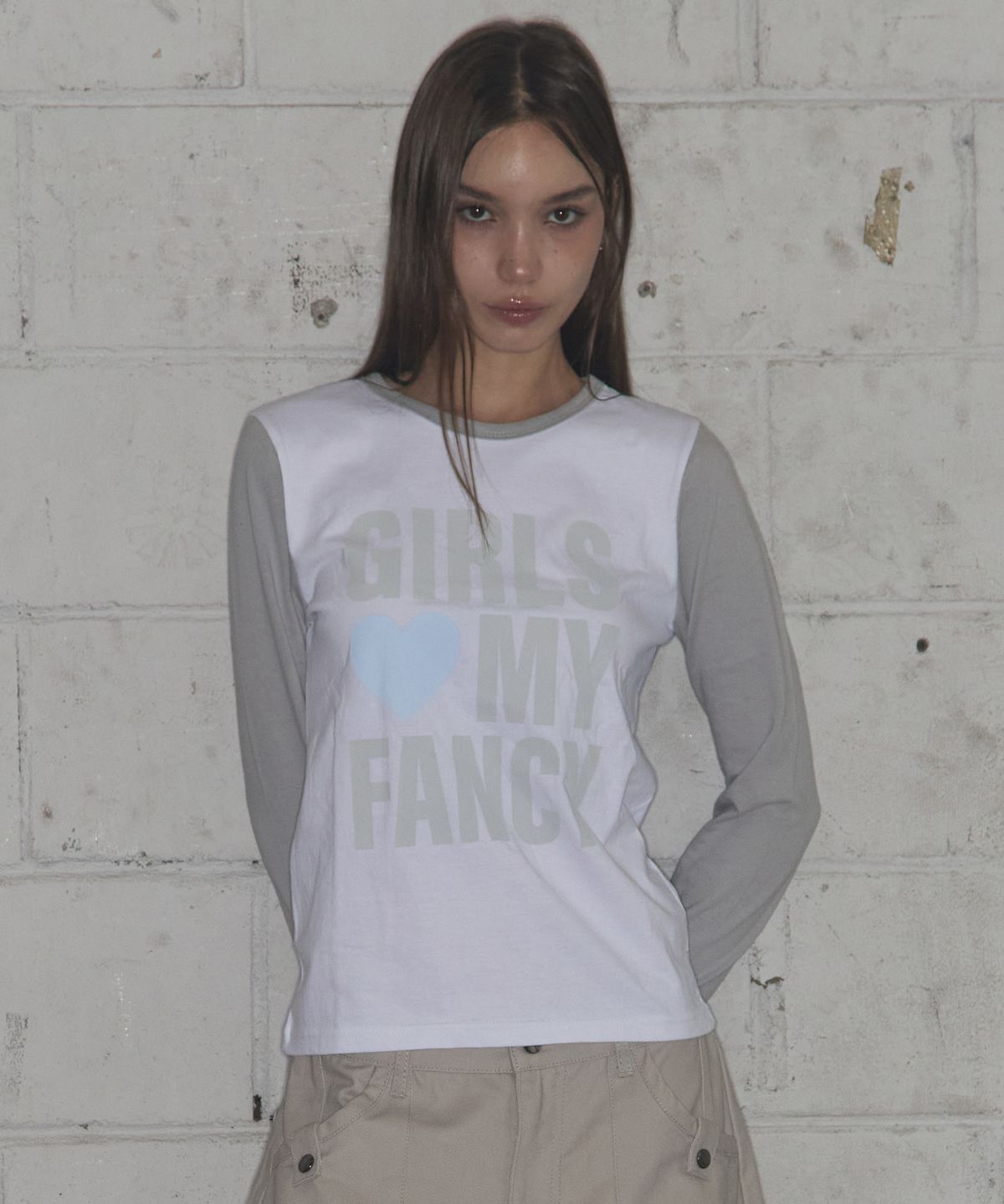 팬시클럽(FANCY CLUB) 걸스 마이 팬시 롱슬리브 (GRAY)_F24ZB068