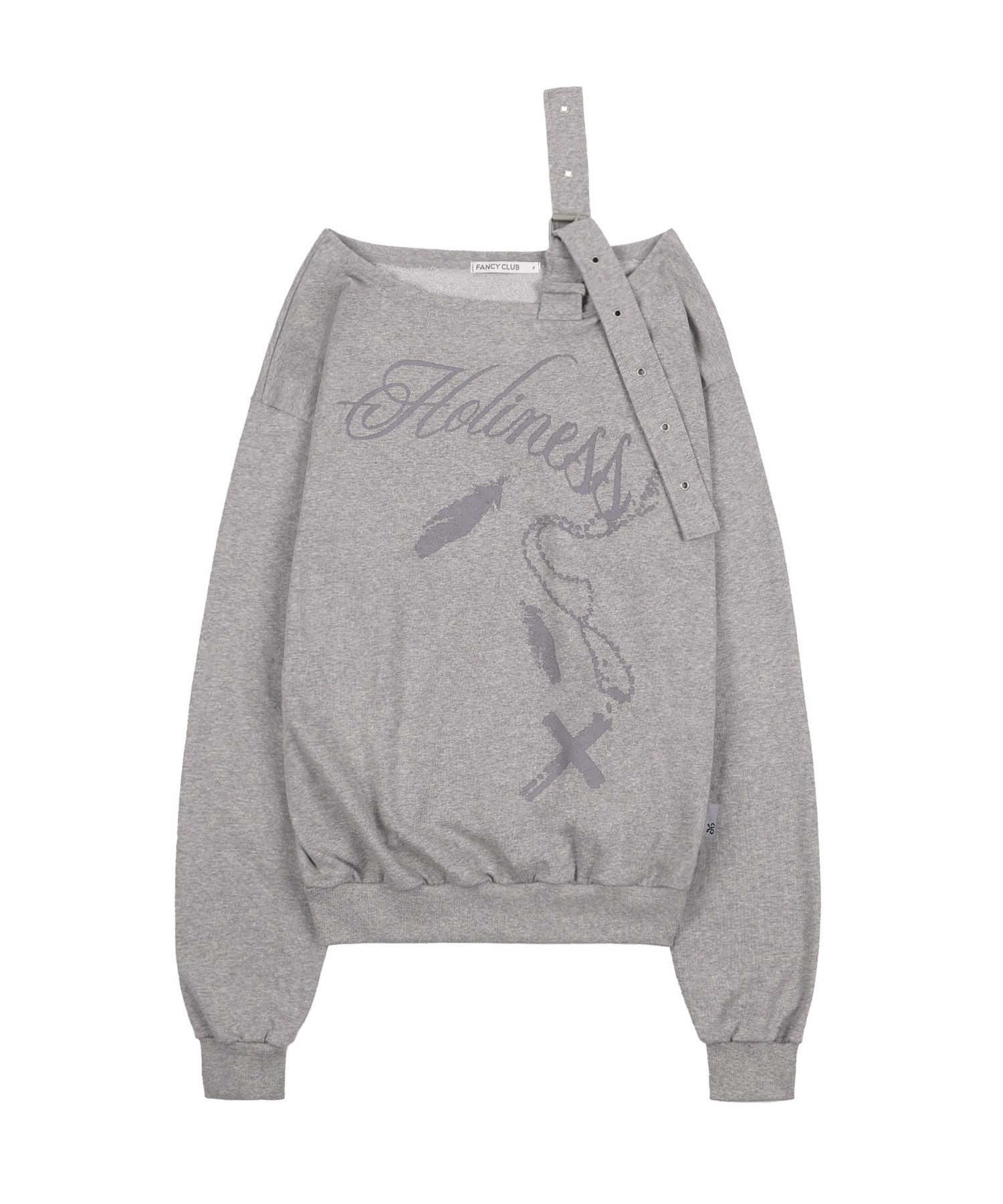 ANDWANG AND one shoulder bijou sweat グレー ANDWANG AND one-shoulder bijou sweat (gray)