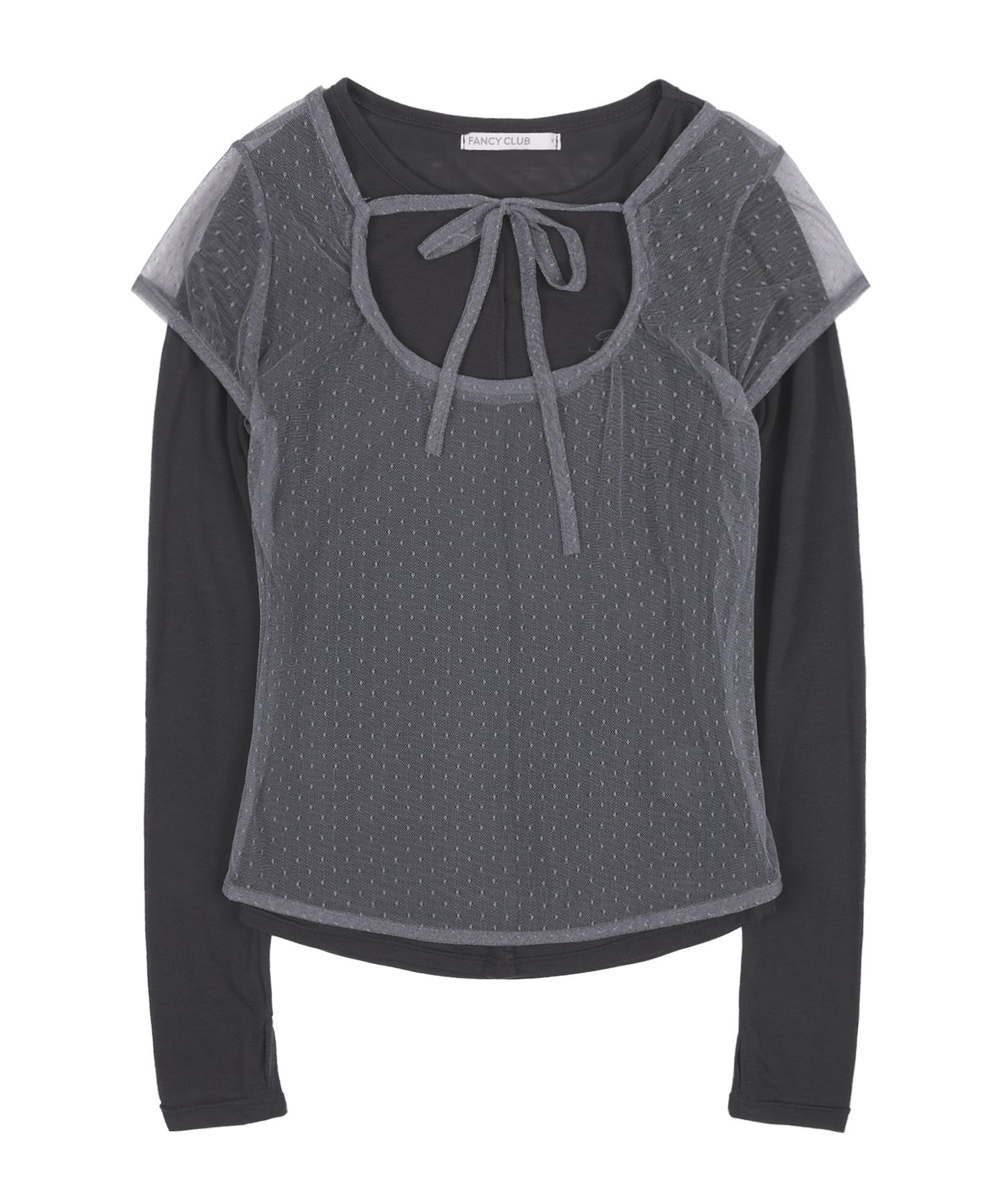 FANCY CLUB | 3-WAY DOT LAYERED LONG SLEEVE (GRAY) - 예약배송