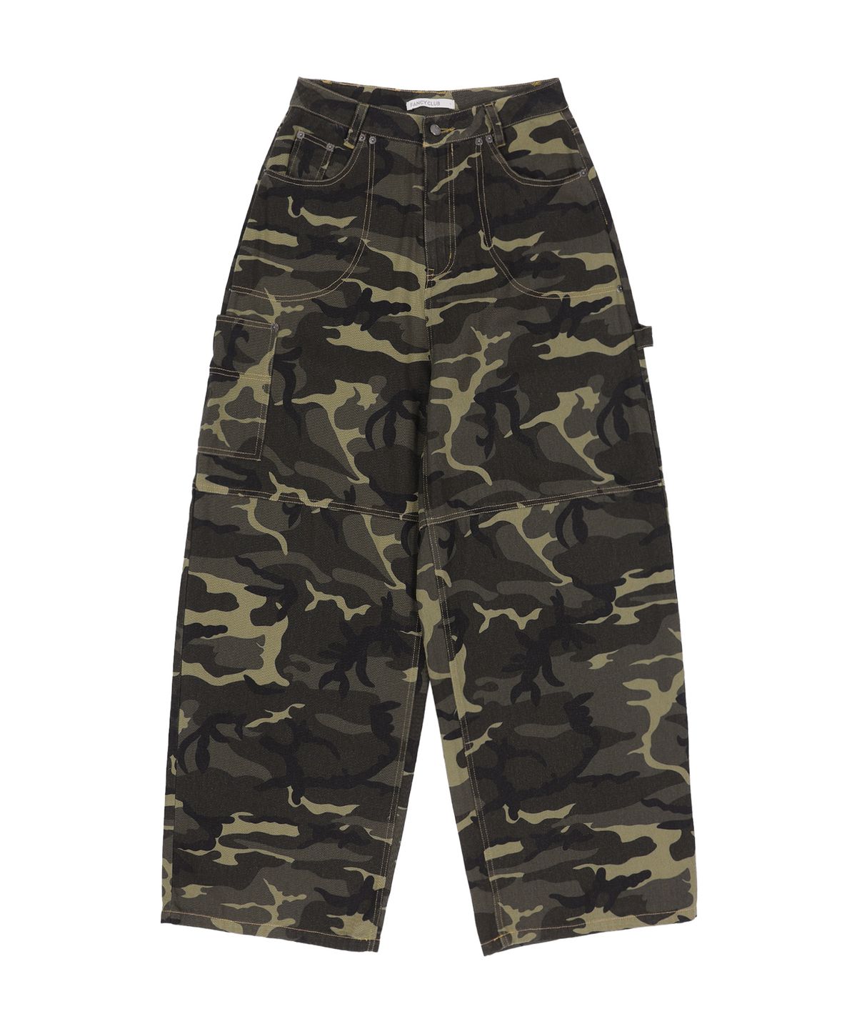 팬시클럽(FANCY CLUB) 카펜더 레터링 데님 팬츠 (KHAKI CAMO)_F24ZD884