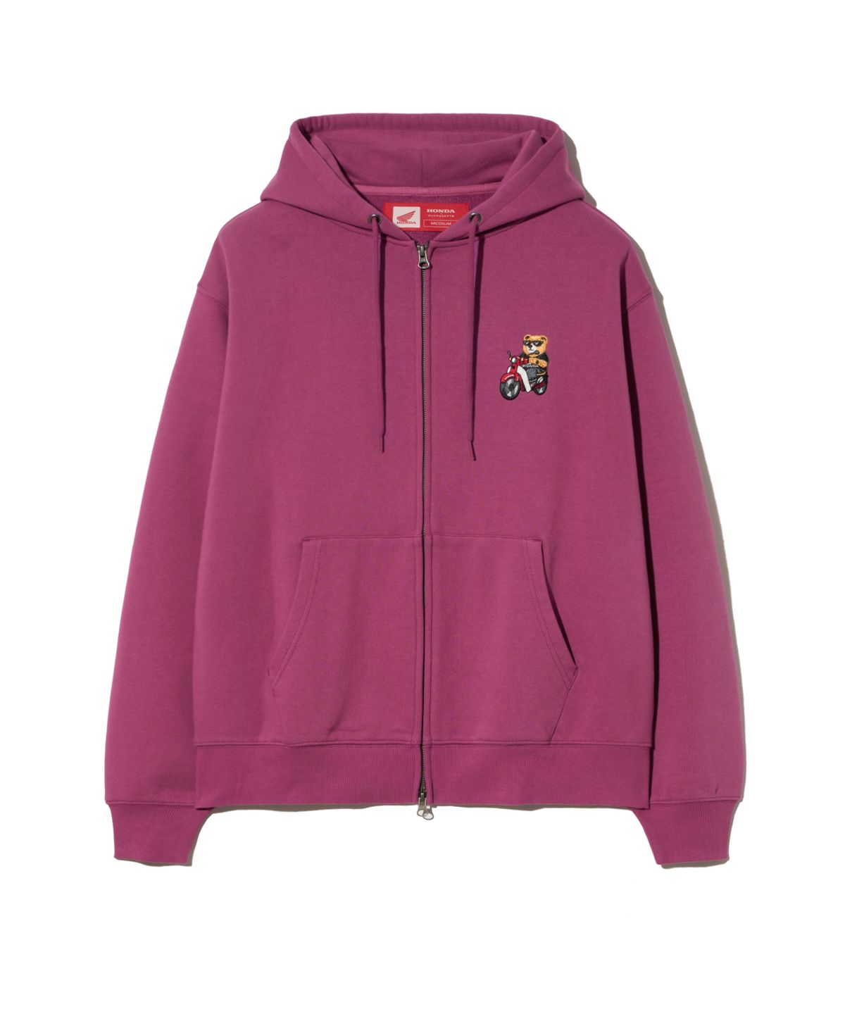 핍스 모터사이클(PHYPS MOTORCYCLE) Honda Bear Hoodie Zip-up Dark Pink
