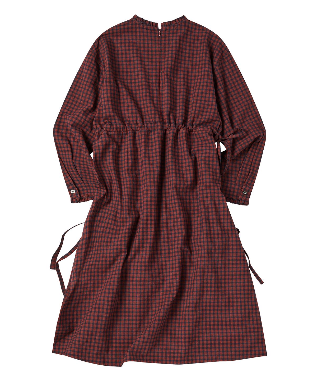 꼬모니노즈(COMONINOZ) W LONG SLEEVE CHECK ONE-PIECE [RED]