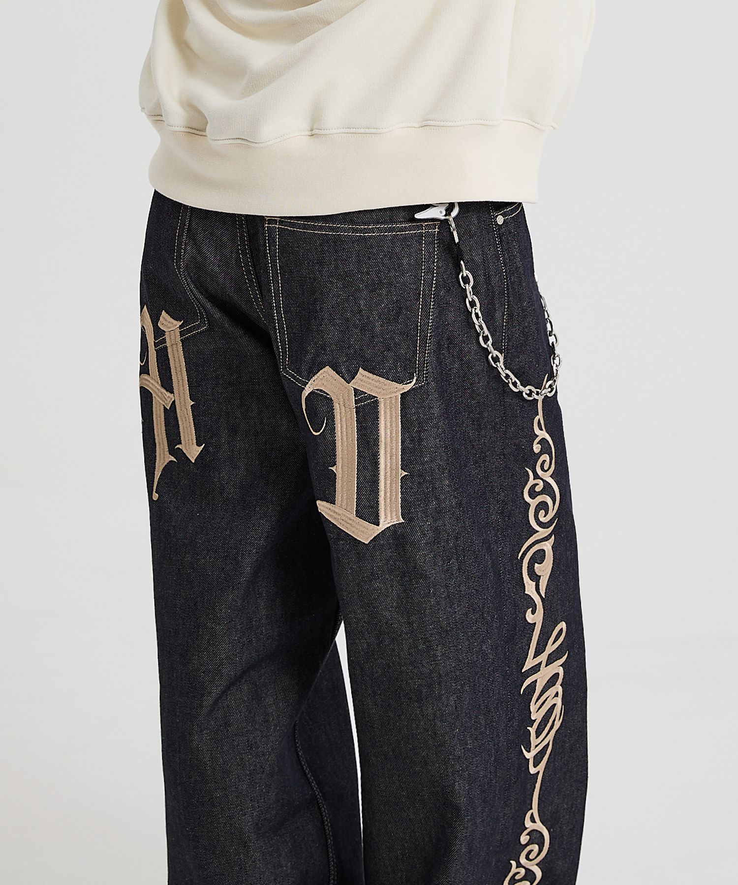 ●HOODHOOD● HD Western Denim Pants Indigo Blue HDBD03PT02-2 MUSINSA | HOODHOOD HD Western Denim Pants Indigo Blue