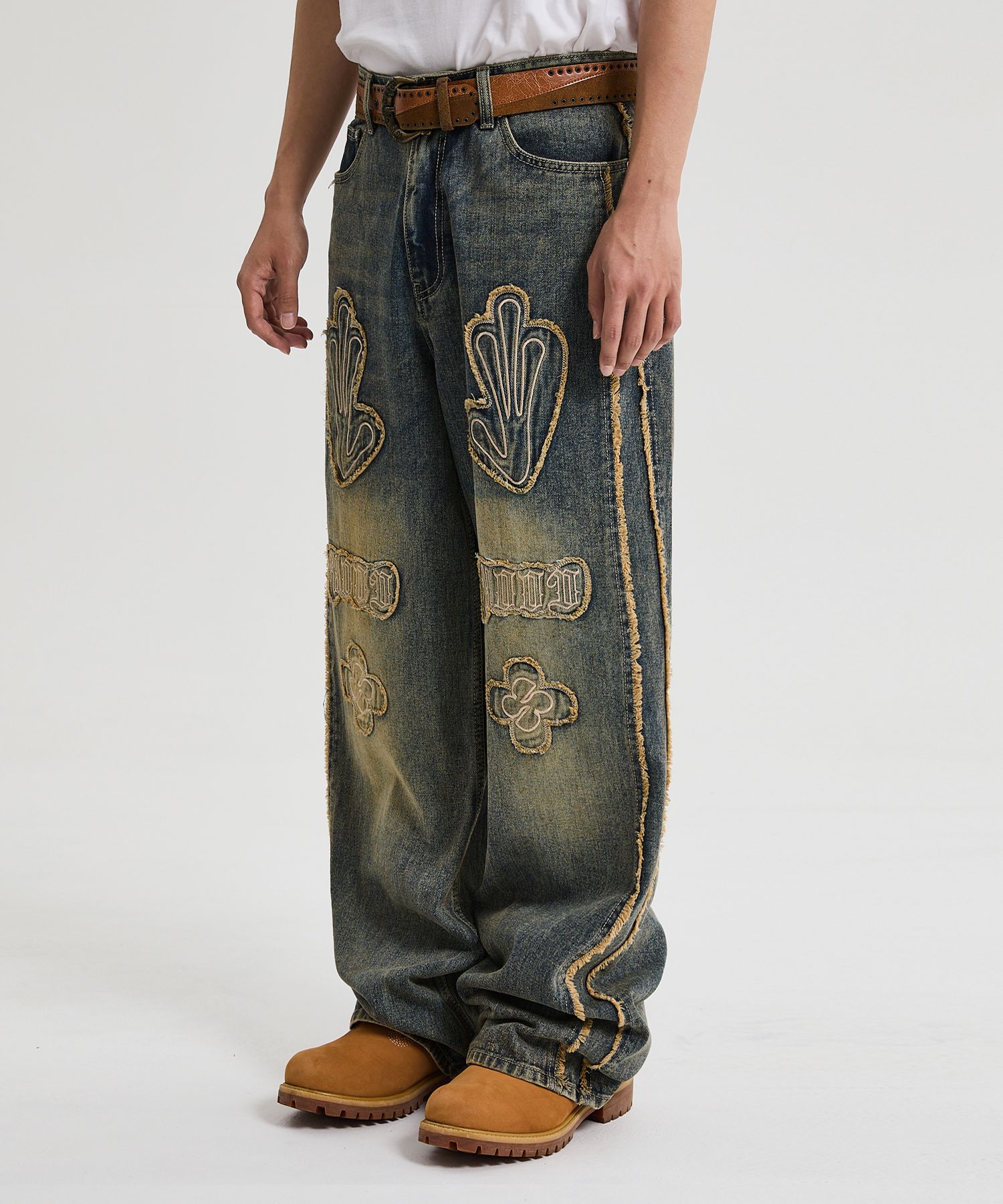 MUSINSA | HOODHOOD HD Multi Logo Applique Yellow Washed
