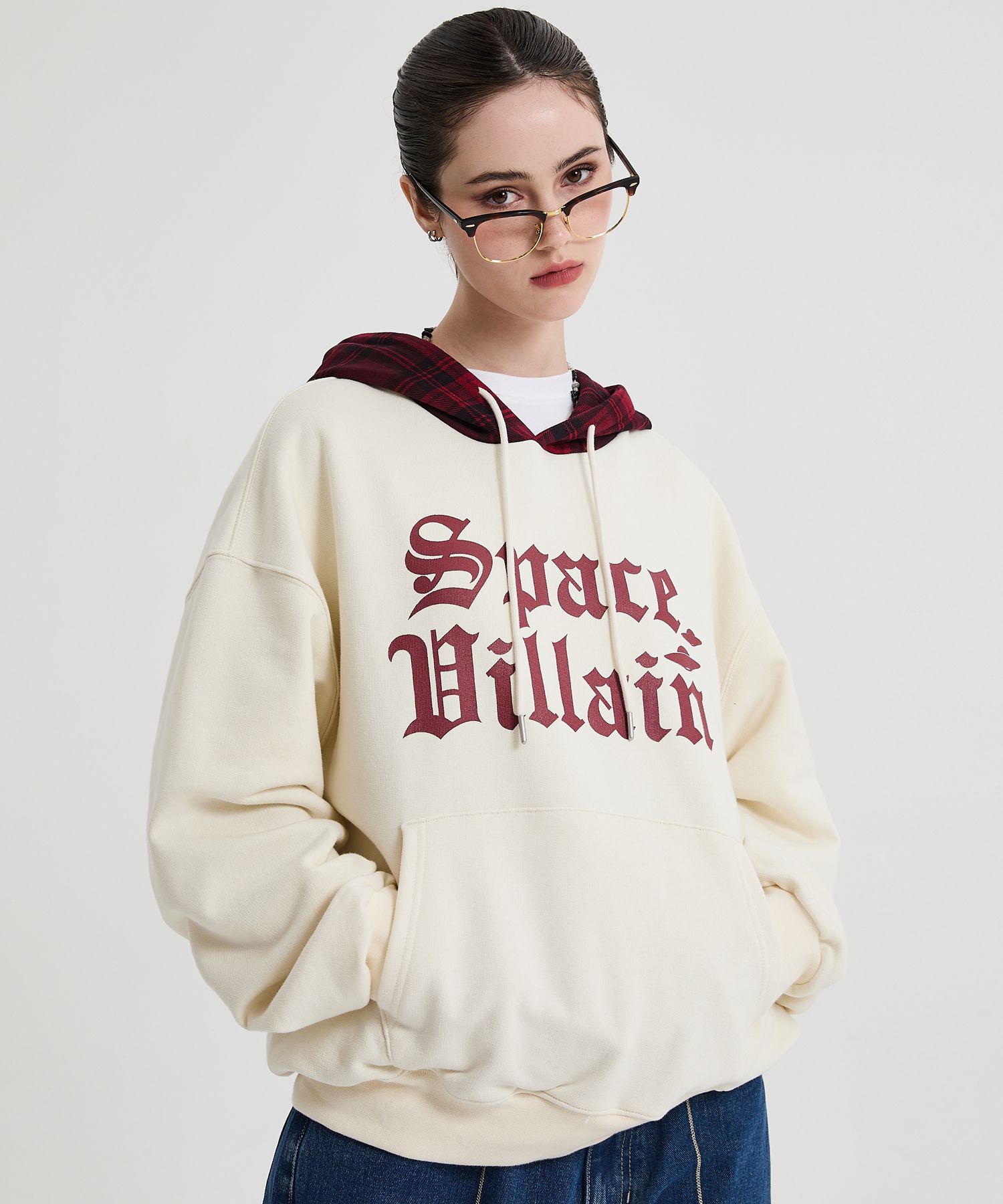 MUSINSA | HOODHOOD Space Villain Check Hood Ivory