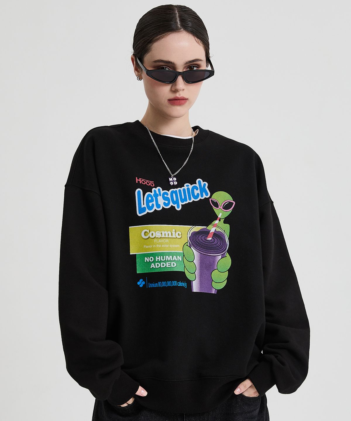후드후드(HOODHOOD) 레츠퀵 에일리언 맨투맨 블랙
