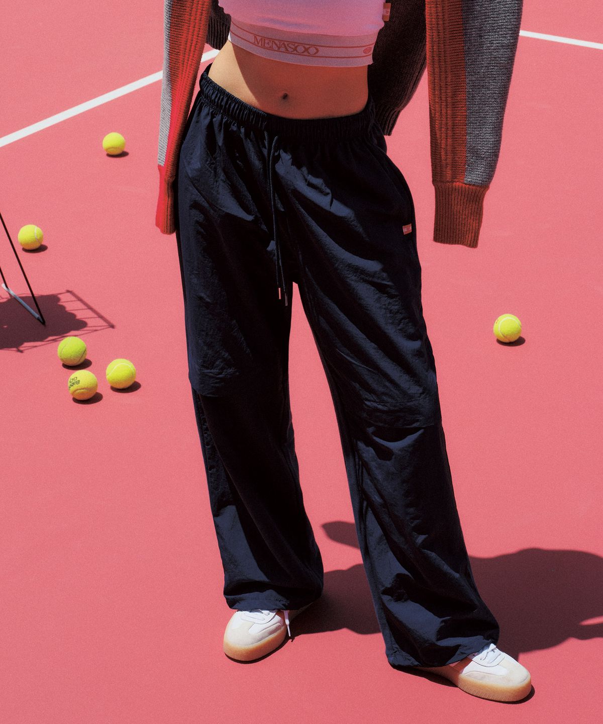 미나수(MENASOO) Back to Back Cotton Wide Pants_Navy