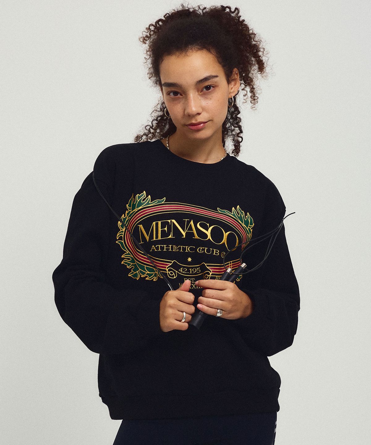 미나수(MENASOO) Heritage Cotton Sweatshirt_Black