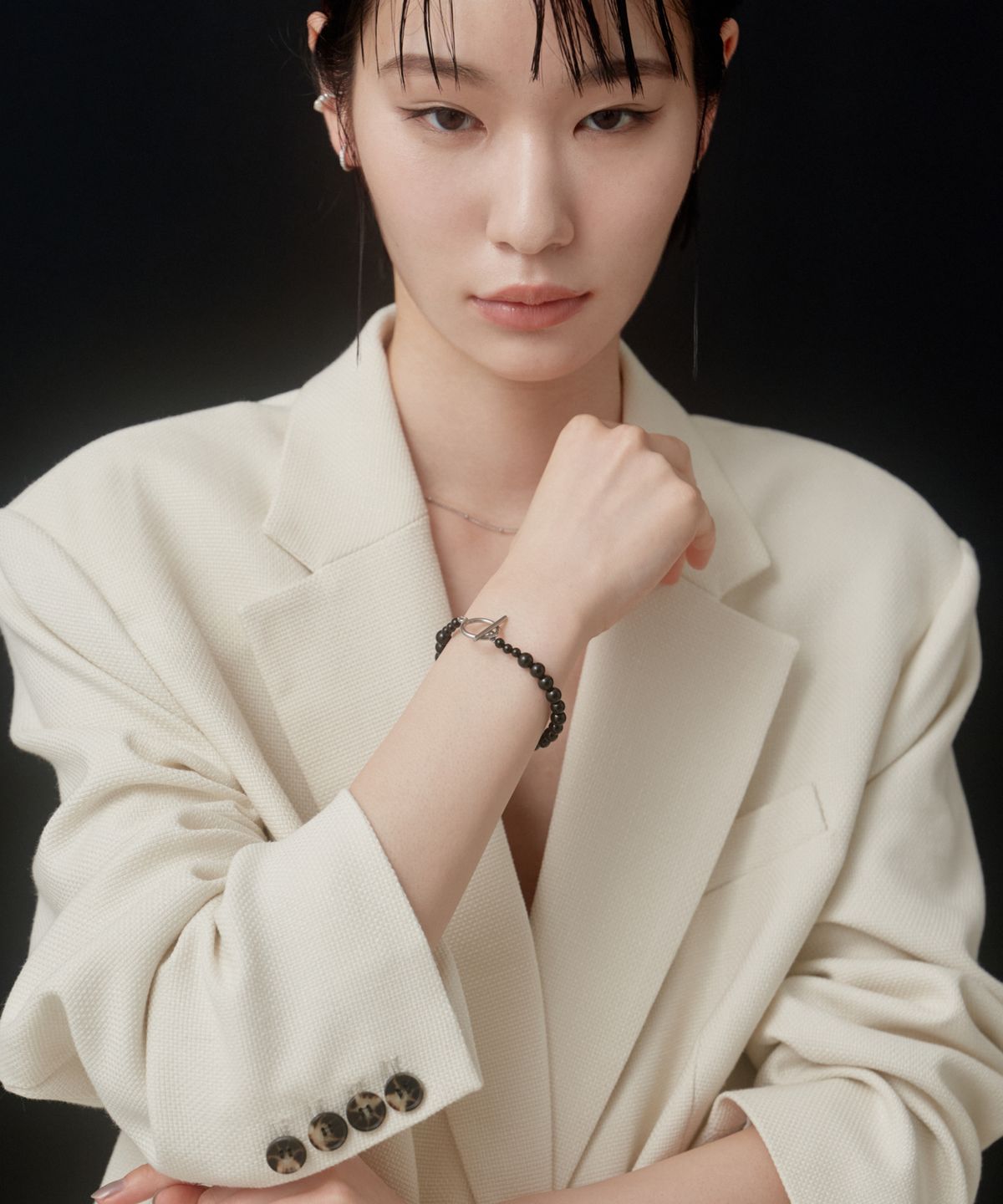 노비스도쿄(NOVICE TOKYO) 오닉스 볼 팔찌 Onyx Ball braslet [Stainless] / One color