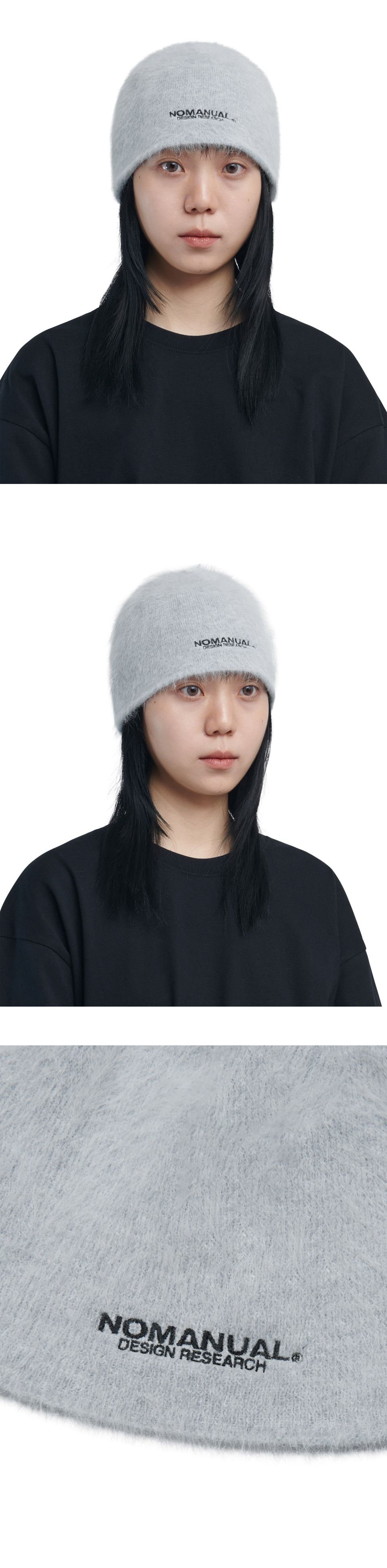MUSINSA公式 | NOMANUAL NM HAIRY BEANIE - LIGHT GRAY